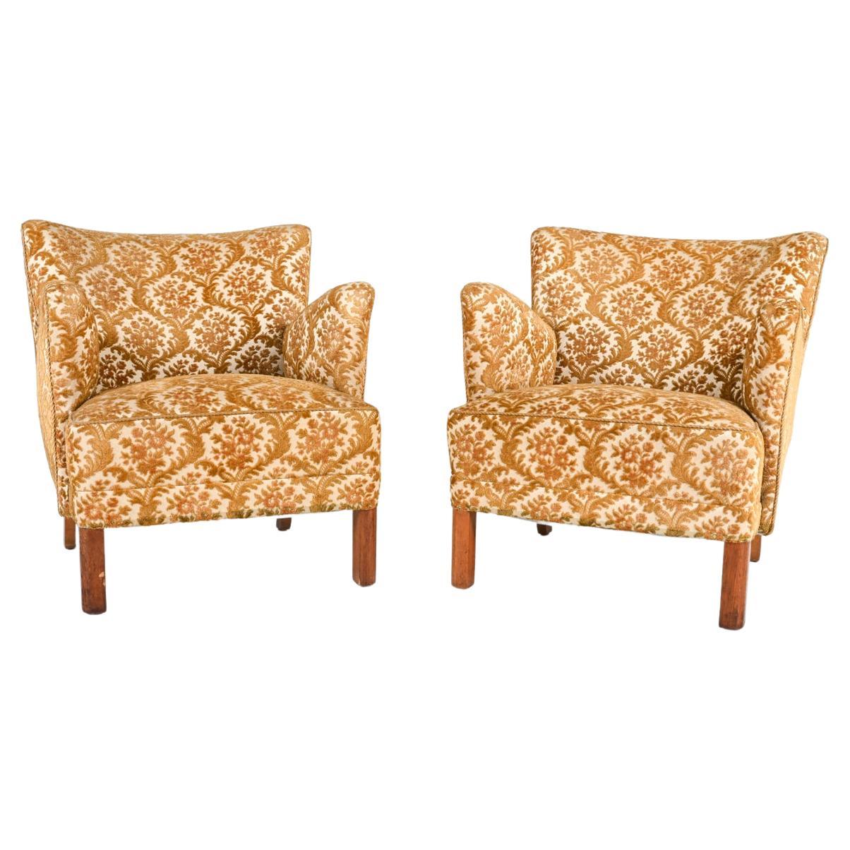 Pair of Kaare Klint Style Easy Chairs  For Sale