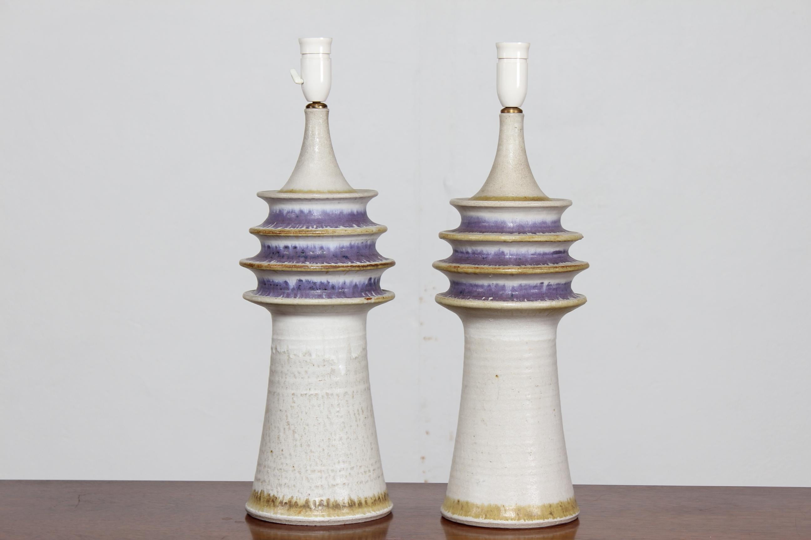 Mid-20th Century XXXL Pair Kähler Denmark Tall Sculptural Ceramic Table Lamps by Cunningham Cole