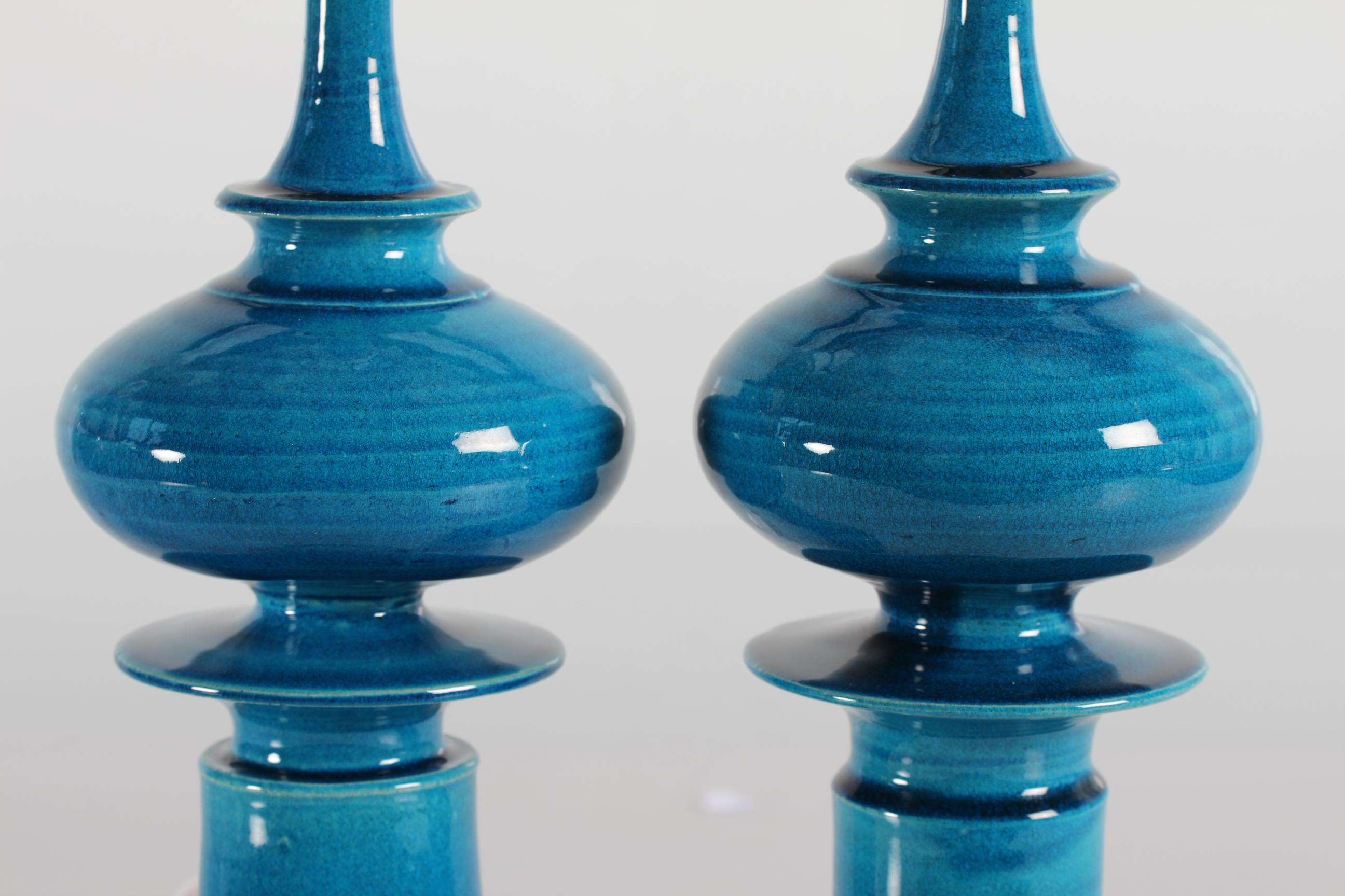Pair of Kähler Tall Sculptural Turquoise Table Lamps by Poul Erik Eliasen, 1970s For Sale 5