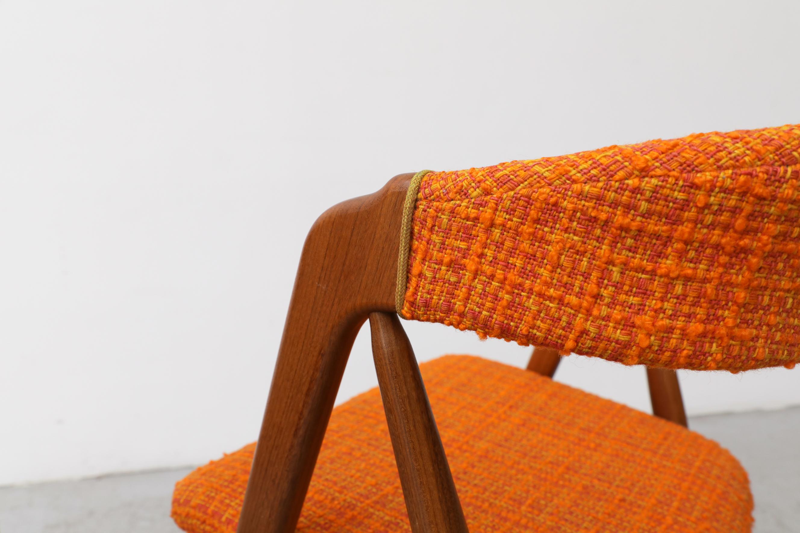 Pair of Kai Kristiansen Chairs with Original Orange Upholstered Seats 4
