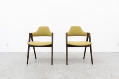 Pair of Kai Kristiansen Dark Stained Wood Framed Compass Chairs in Kiwi Fabric