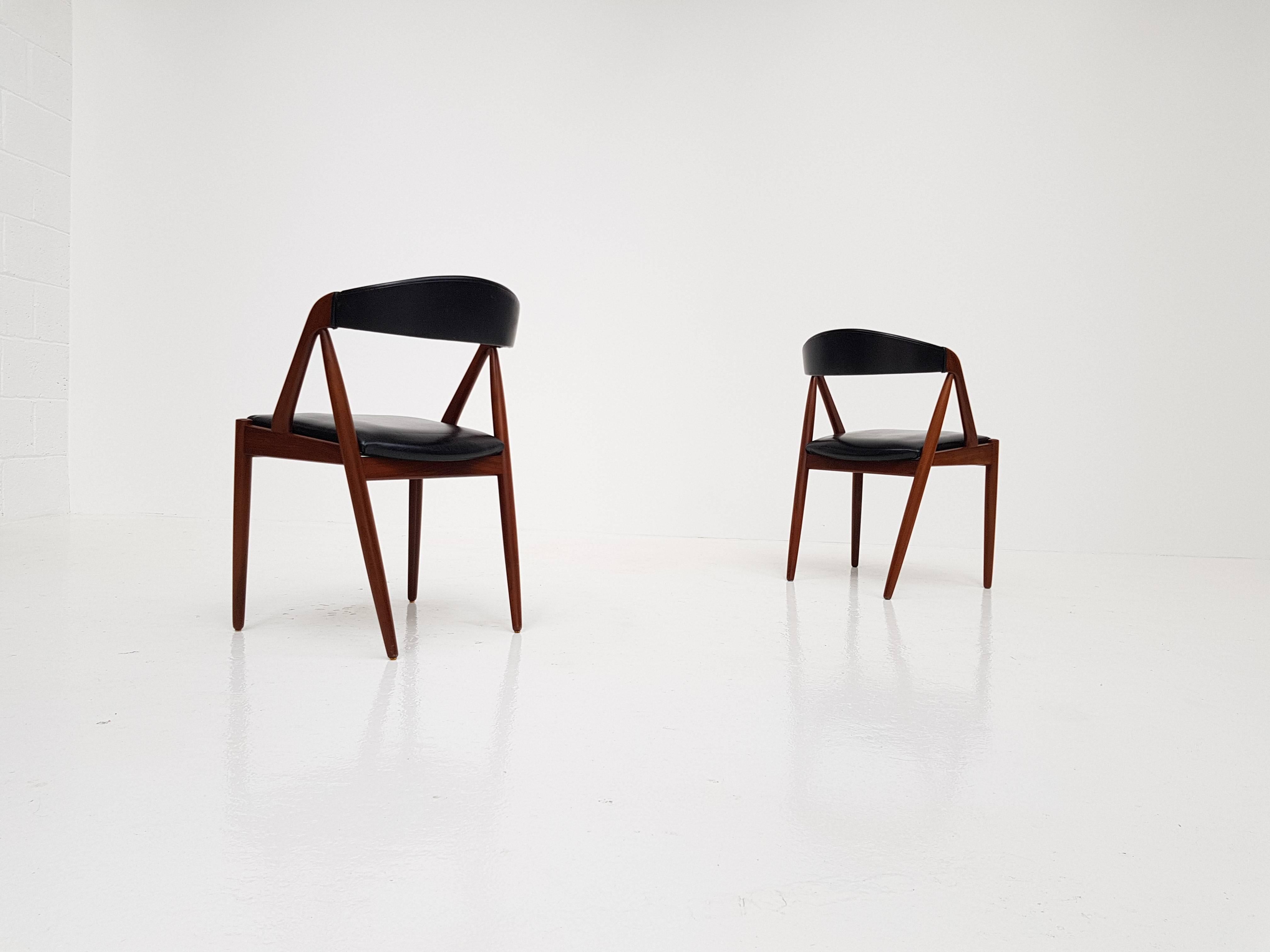 Mid-Century Modern Pair of Kai Kristiansen Model 31 Teak 'a' Frame Chair for Schou Andersen, 1960s