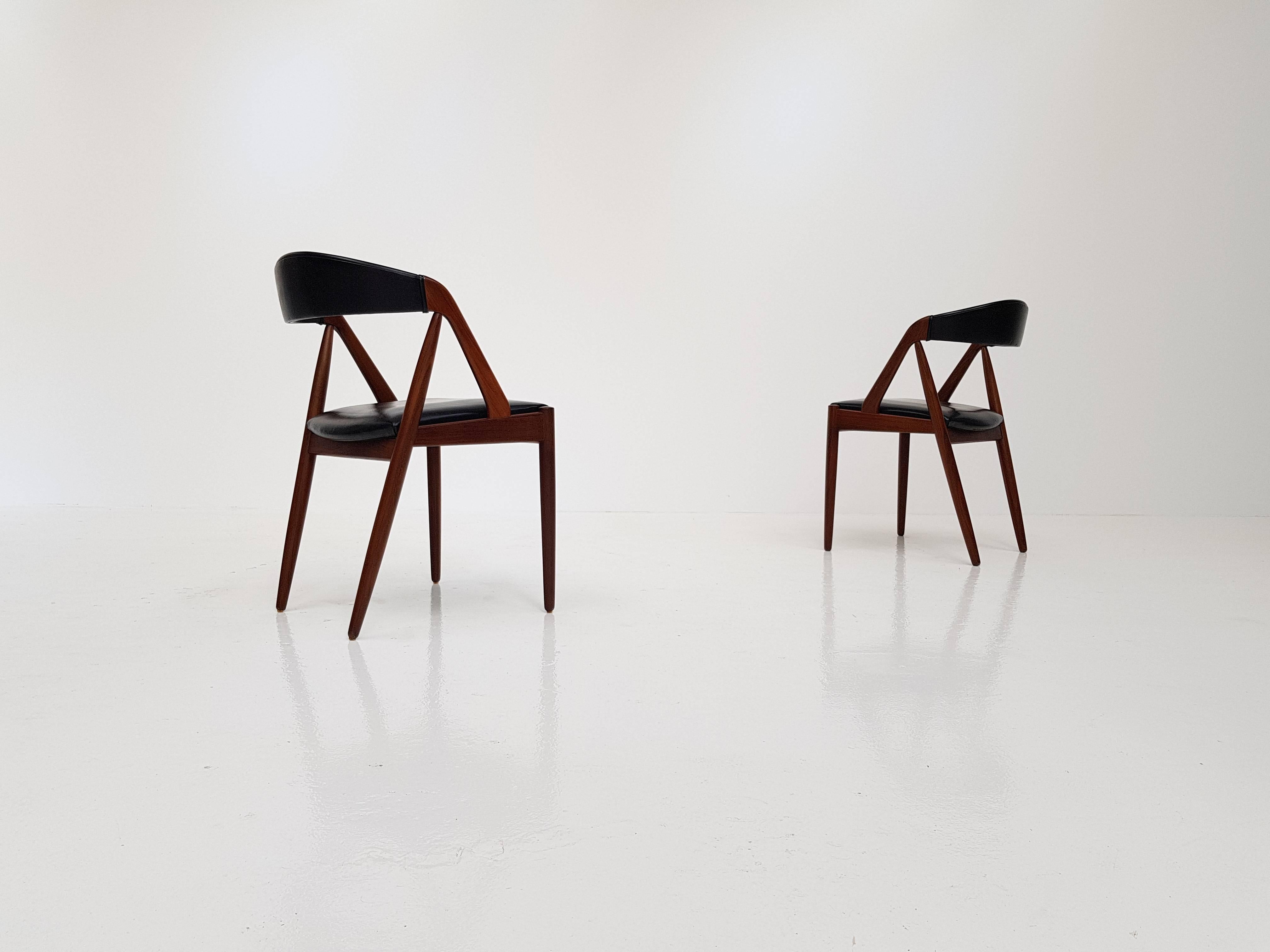 Danish Pair of Kai Kristiansen Model 31 Teak 'a' Frame Chair for Schou Andersen, 1960s