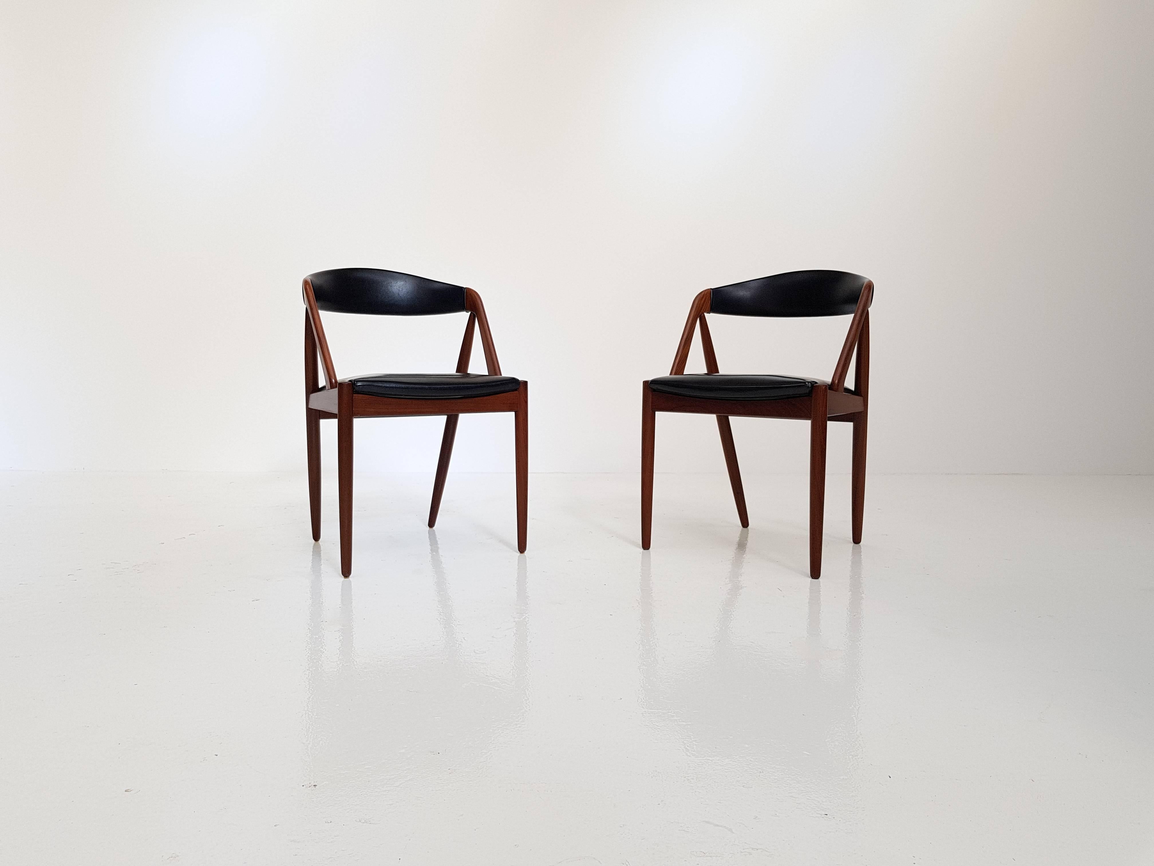 Pair of Kai Kristiansen Model 31 Teak 'a' Frame Chair for Schou Andersen, 1960s In Good Condition In London Road, Baldock, Hertfordshire