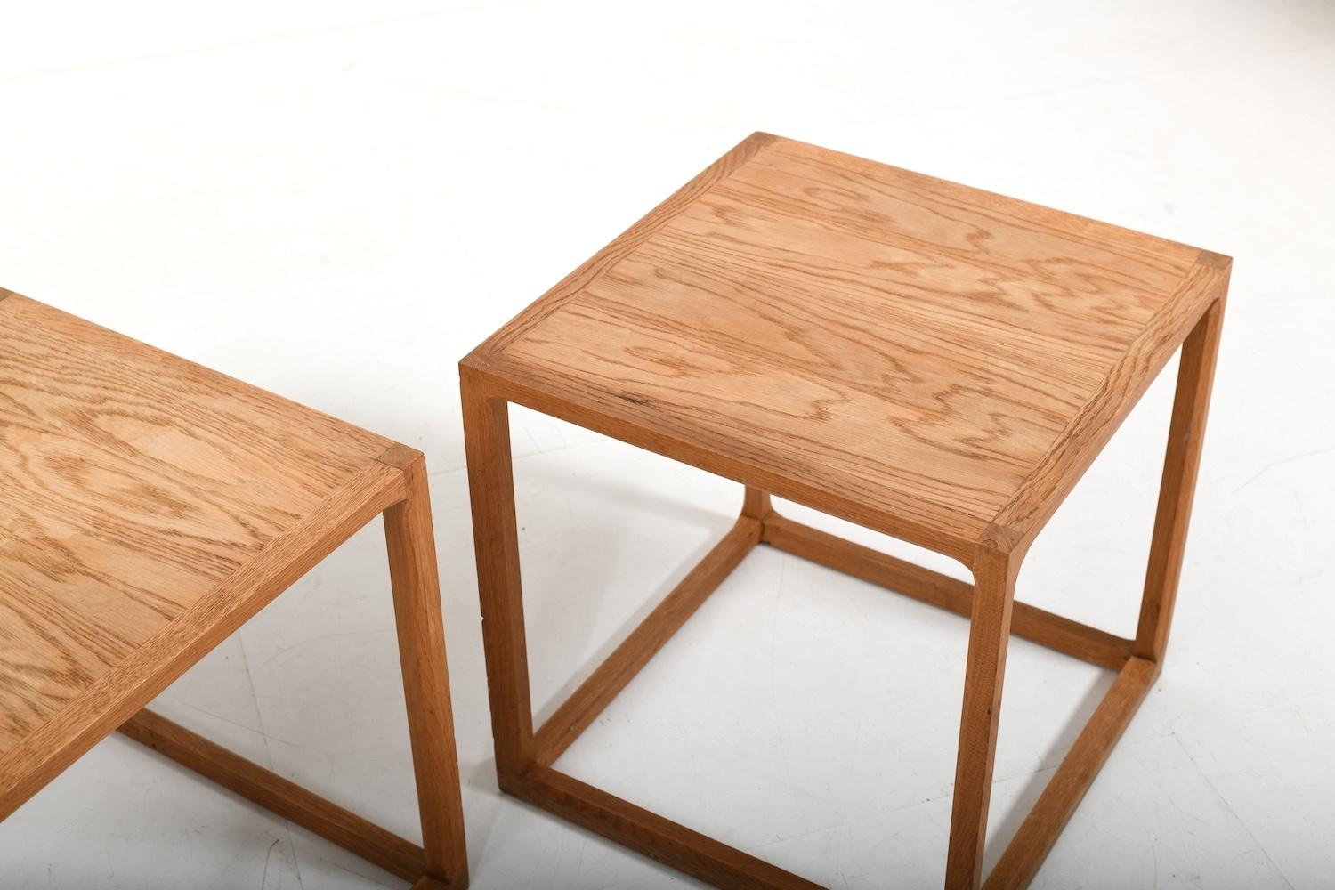 Pair of Kai Kristiansen Oak Cube Tables Denmark 1960s In Good Condition In Handewitt, DE