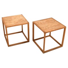 Pair of Kai Kristiansen Oak Cube Tables Denmark 1960s