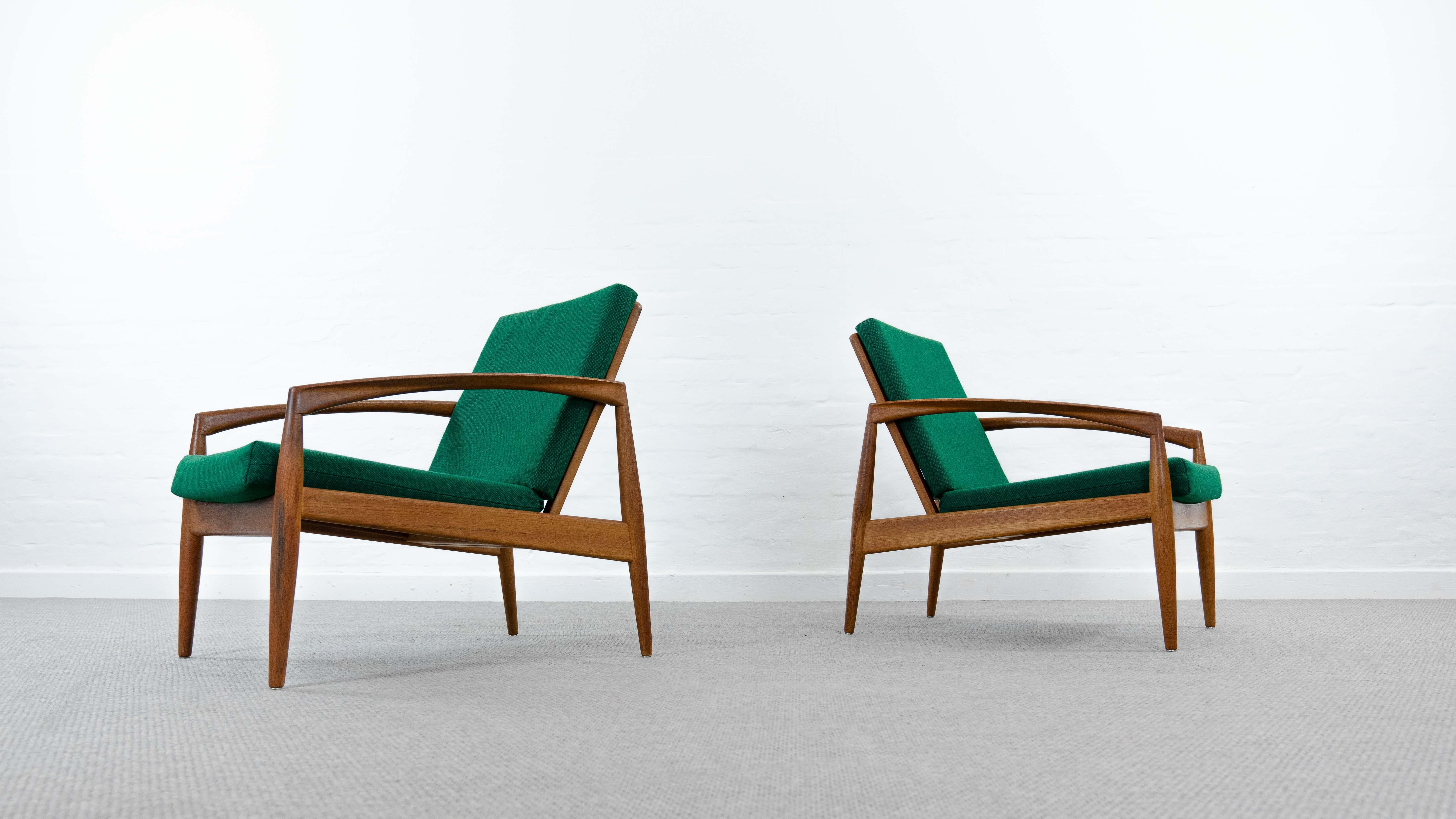 Mid-Century Modern Pair of Kai Kristiansen Paper Knive Chairs by Magnus Olesen in Teak, Denmark For Sale