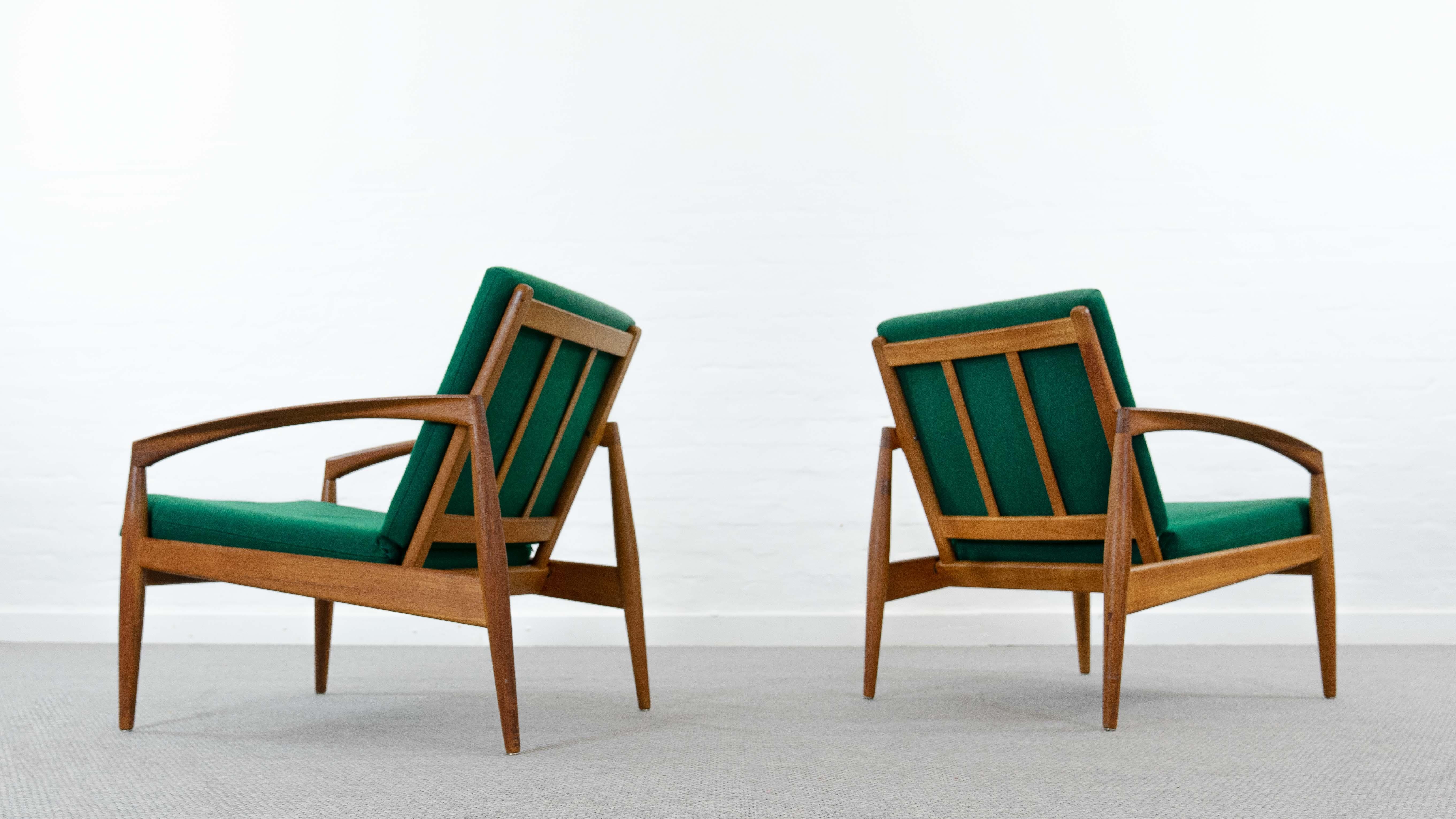 Pair of Kai Kristiansen Paper Knive Chairs by Magnus Olesen in Teak, Denmark In Good Condition For Sale In Halle, DE