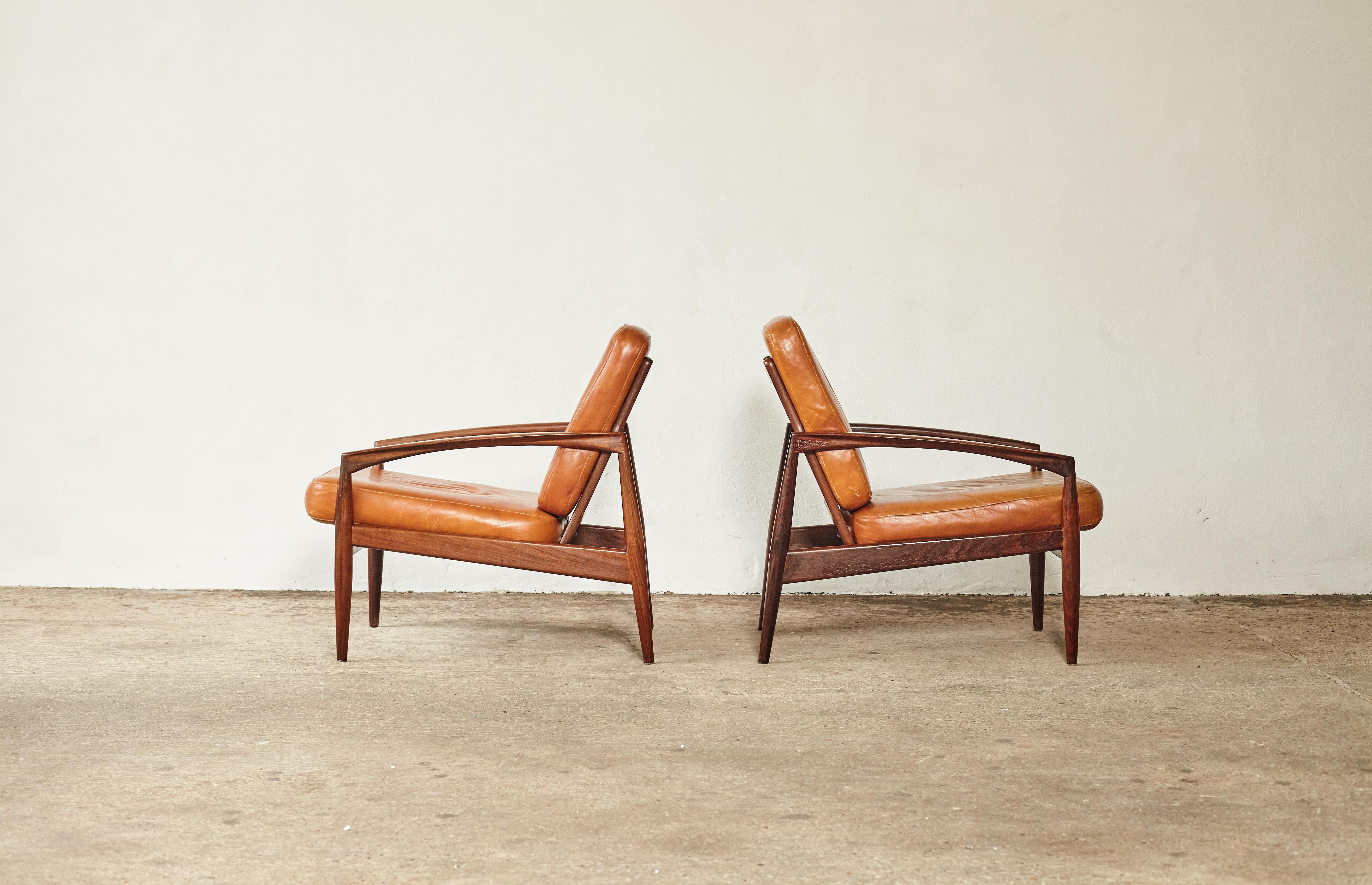 Mid-Century Modern Pair of Kai Kristiansen Rosewood Paper Knife Chairs, Denmark, 1960s