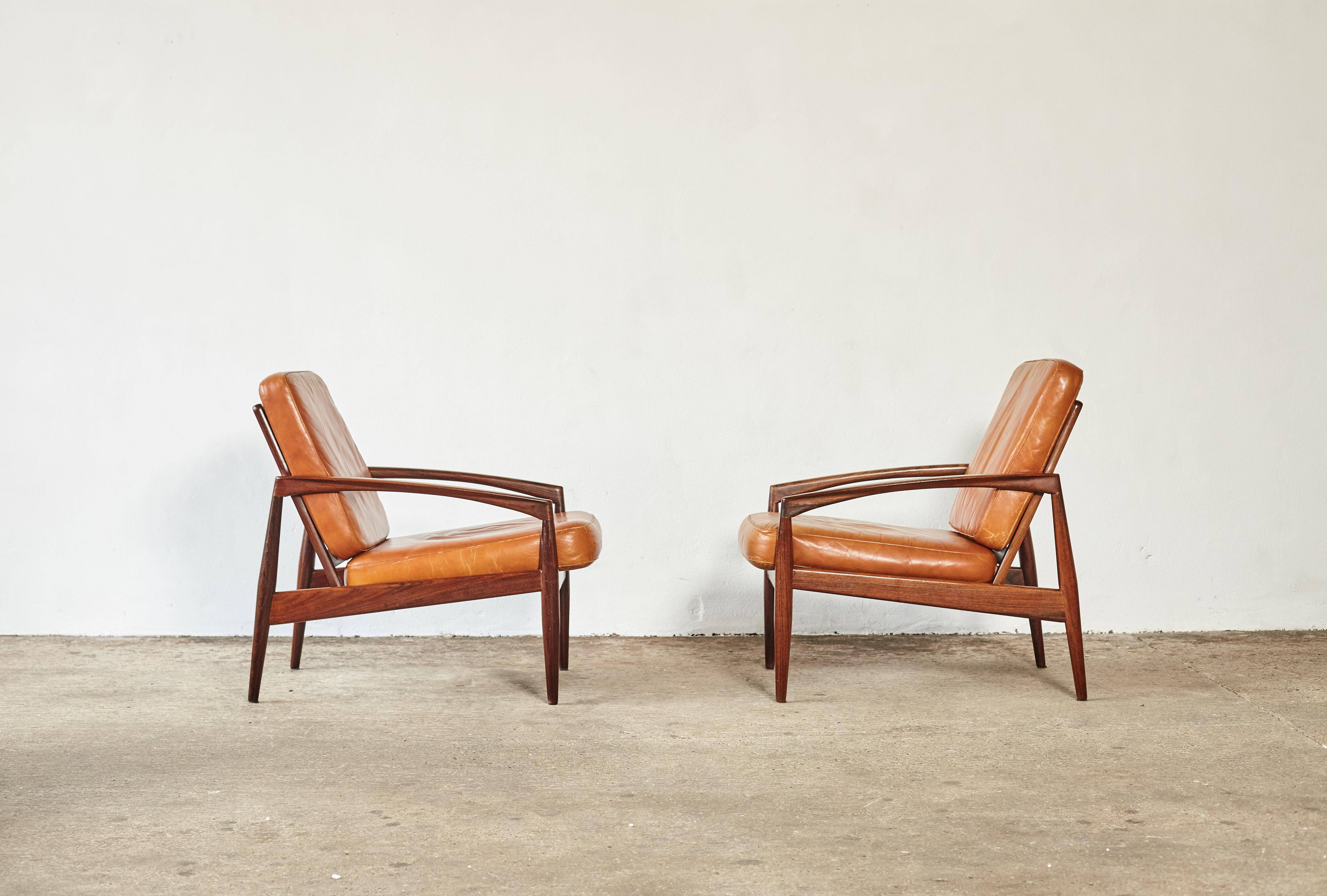 Danish Pair of Kai Kristiansen Rosewood Paper Knife Chairs, Denmark, 1960s