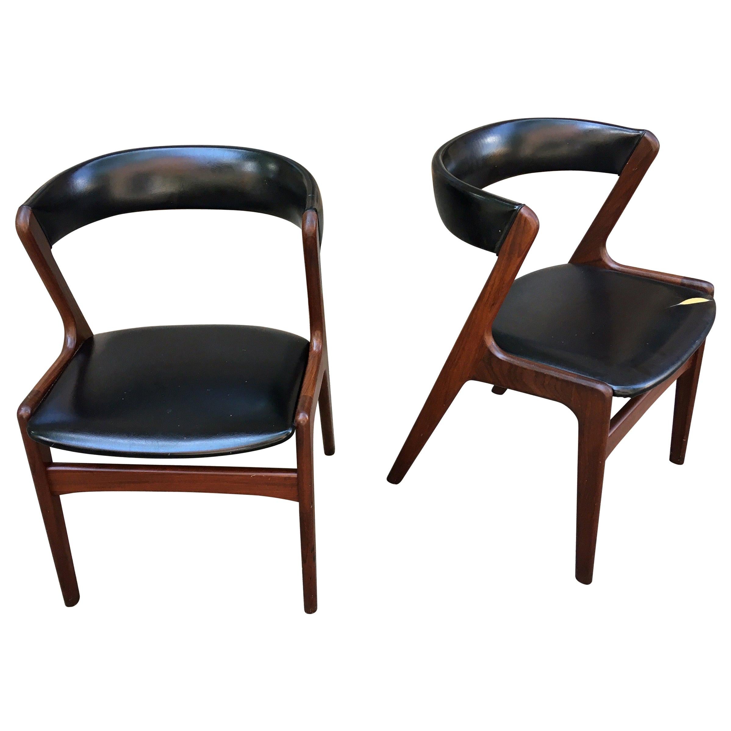 Pair of Kai Kristiansen Style Teak Chairs