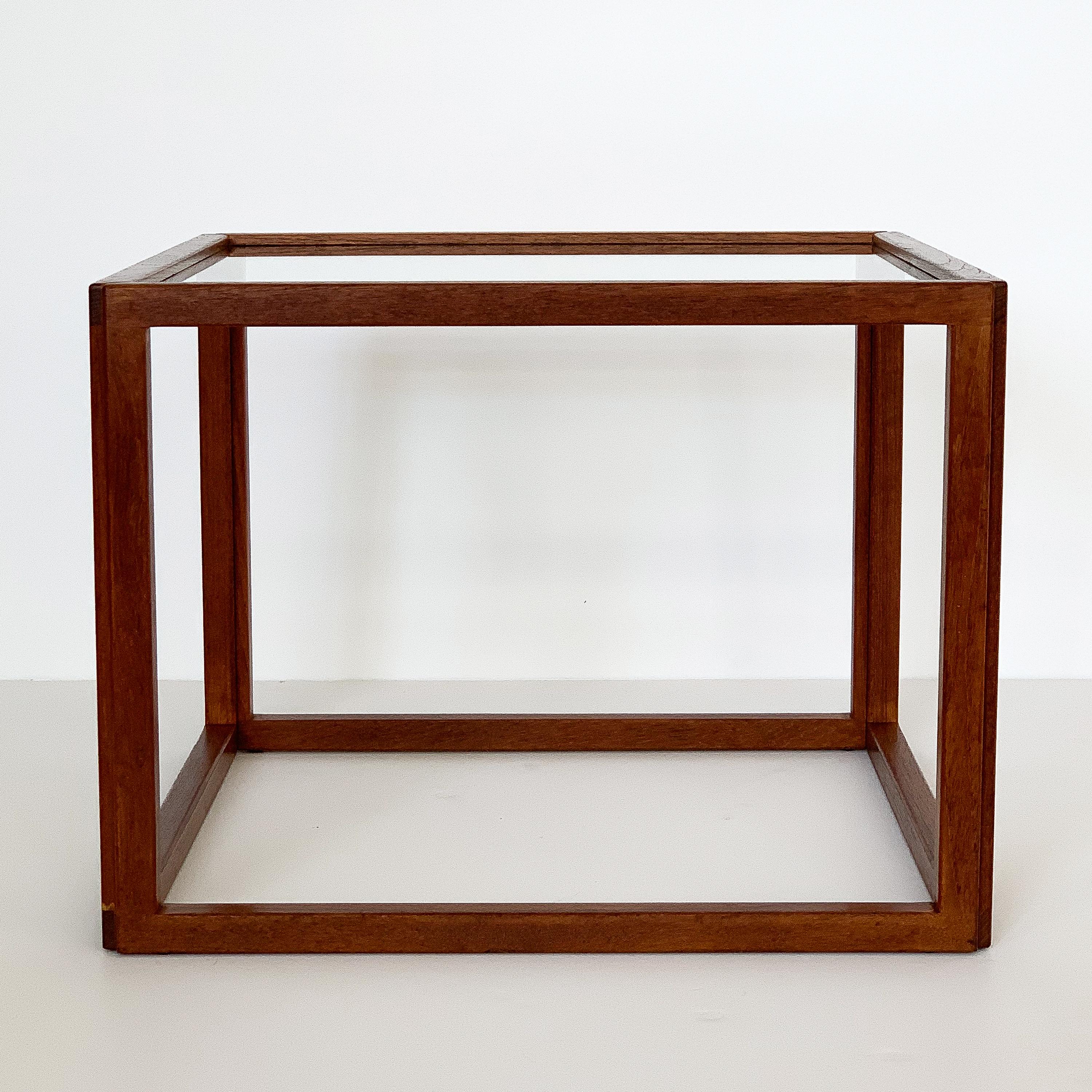 Pair of Kai Kristiansen Teak Cube Side Tables In Good Condition In Chicago, IL