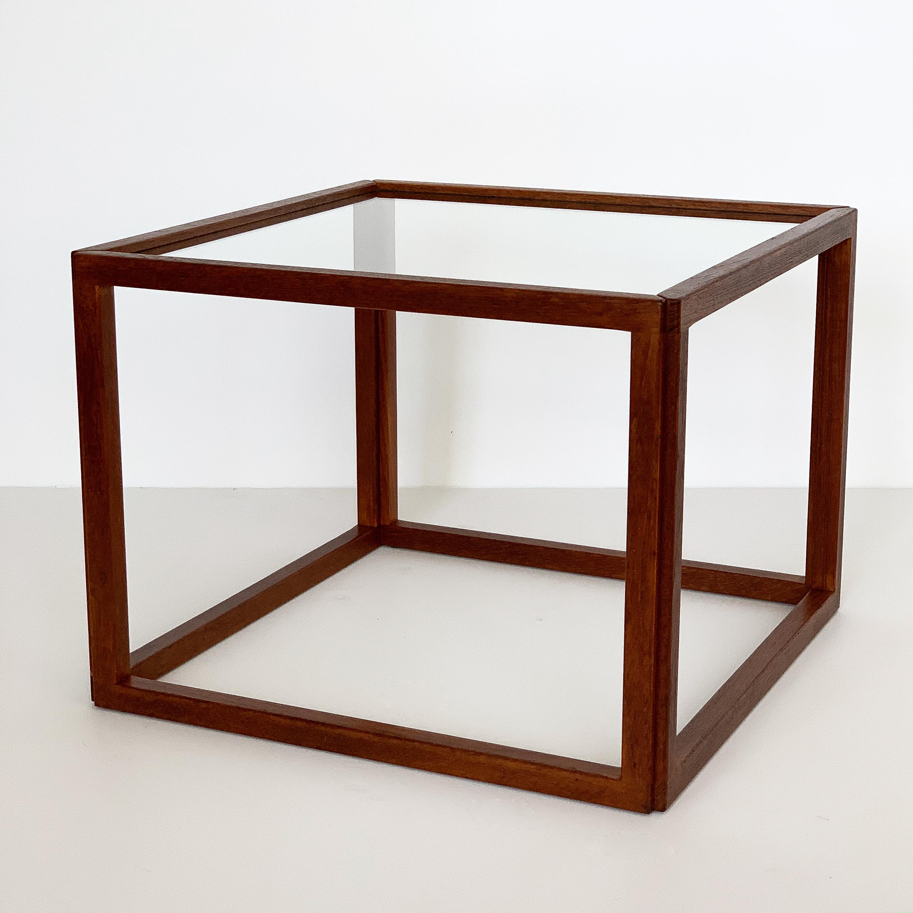 Glass Pair of Kai Kristiansen Teak Cube Side Tables