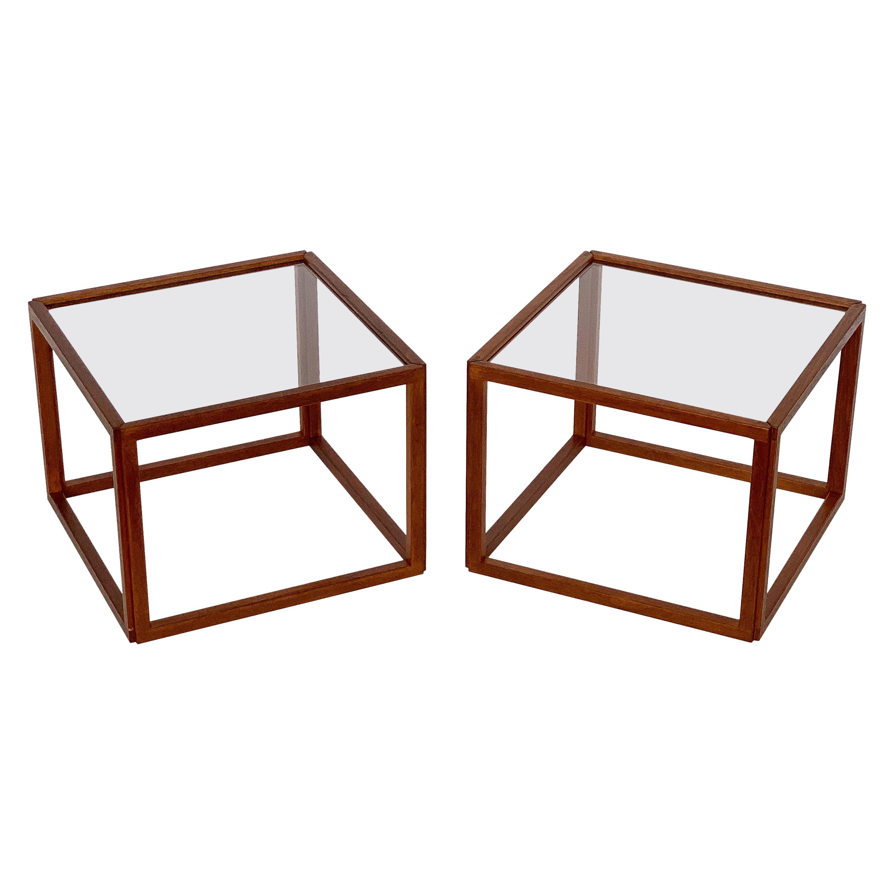 Pair of Kai Kristiansen Teak Cube Side Tables