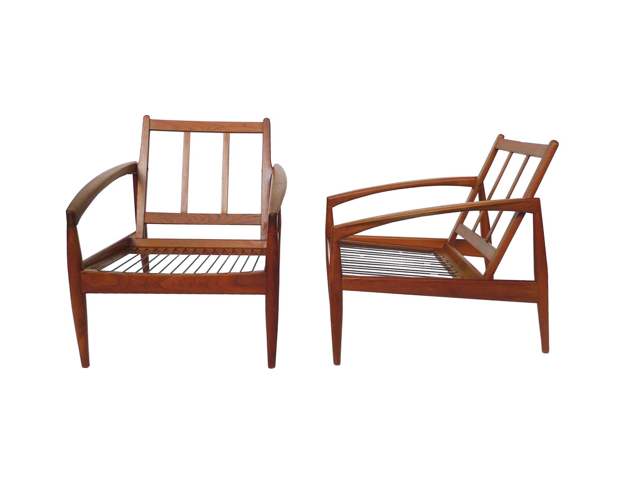 Pair of Kai Kristiansen Teak Easy Chairs with Custom Shearling Upholstery 5