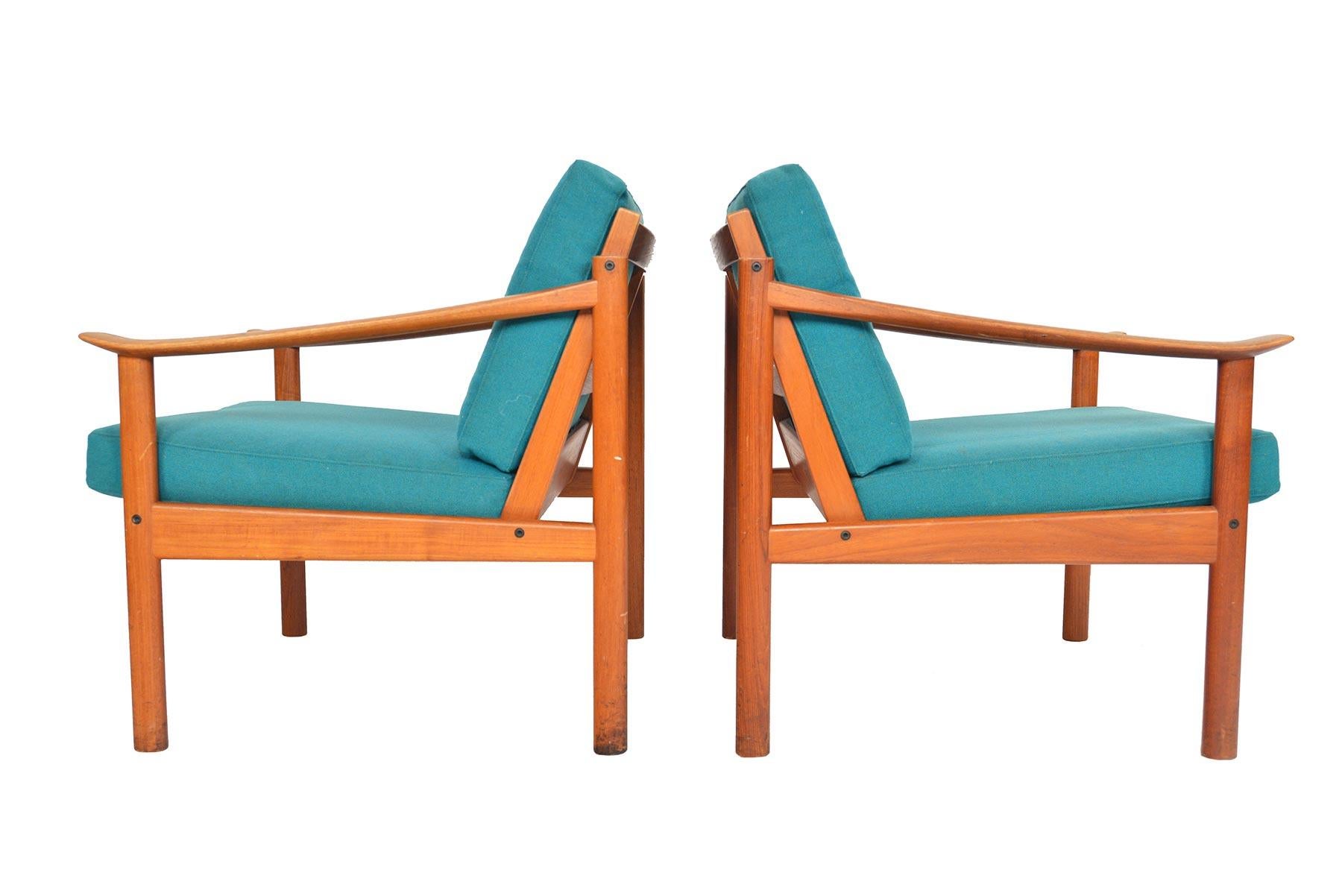Mid-Century Modern Pair of Kai Lyngfeldt Larsen Danish Modern Lounge Chairs in Teak by Soborg