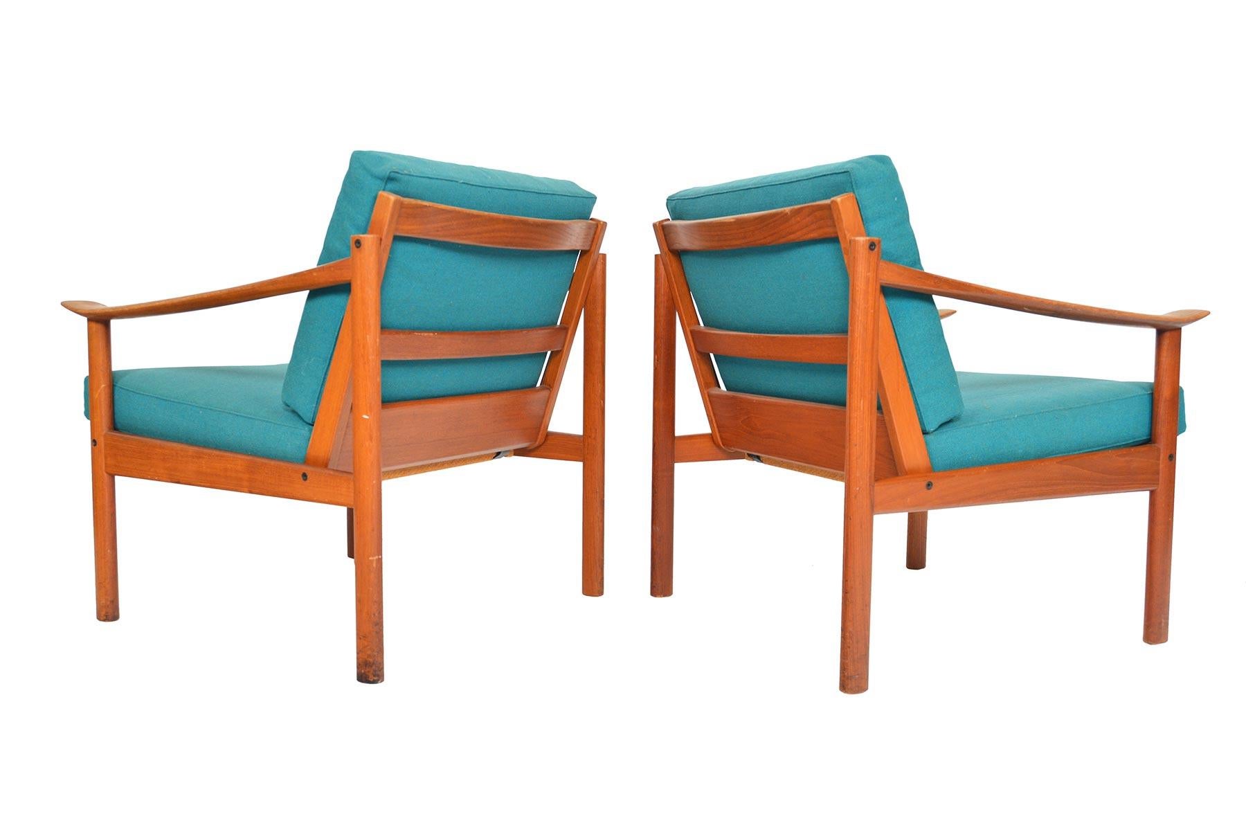 20th Century Pair of Kai Lyngfeldt Larsen Danish Modern Lounge Chairs in Teak by Soborg