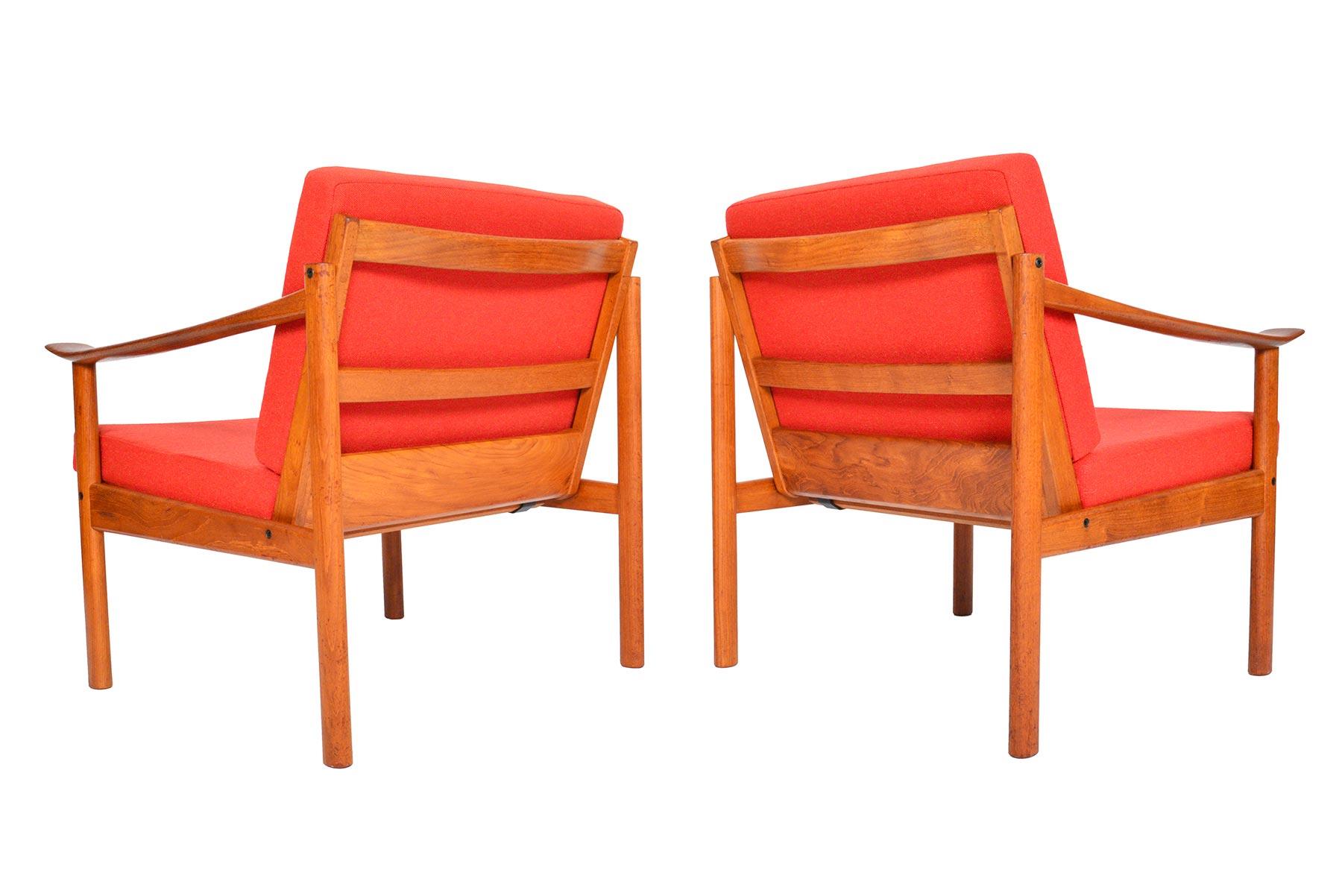 Danish Pair of Kai Lyngfeldt Larsen Teak Lounge Chairs