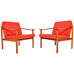 Pair of Kai Lyngfeldt Larsen Teak Lounge Chairs
