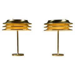 Pair of Kai Ruokonen Brass Table Lamps for Orno