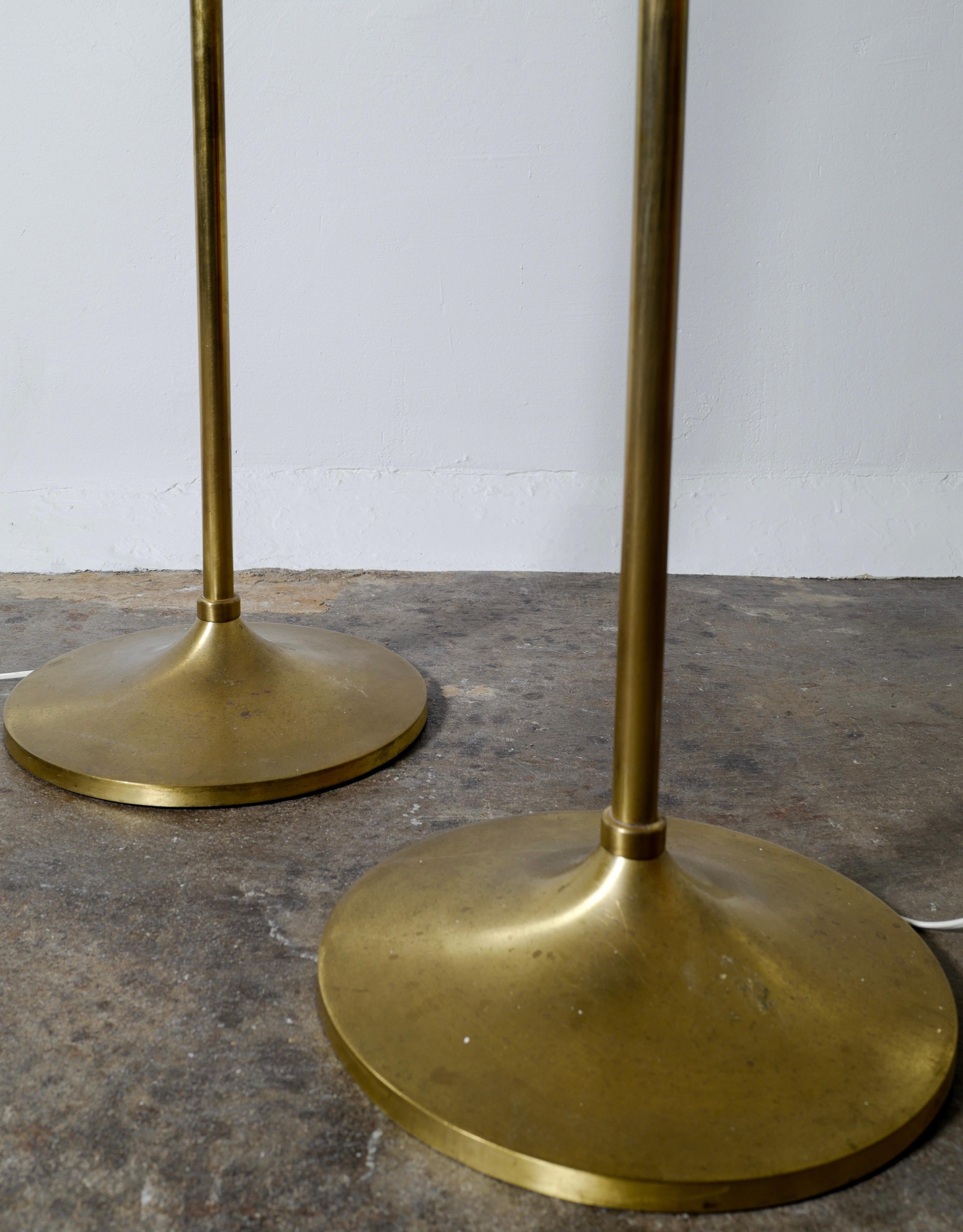 Pair of Kai Ruokonen Floor Lamps in Brass for Orno Oy, Finland, 1970s 1