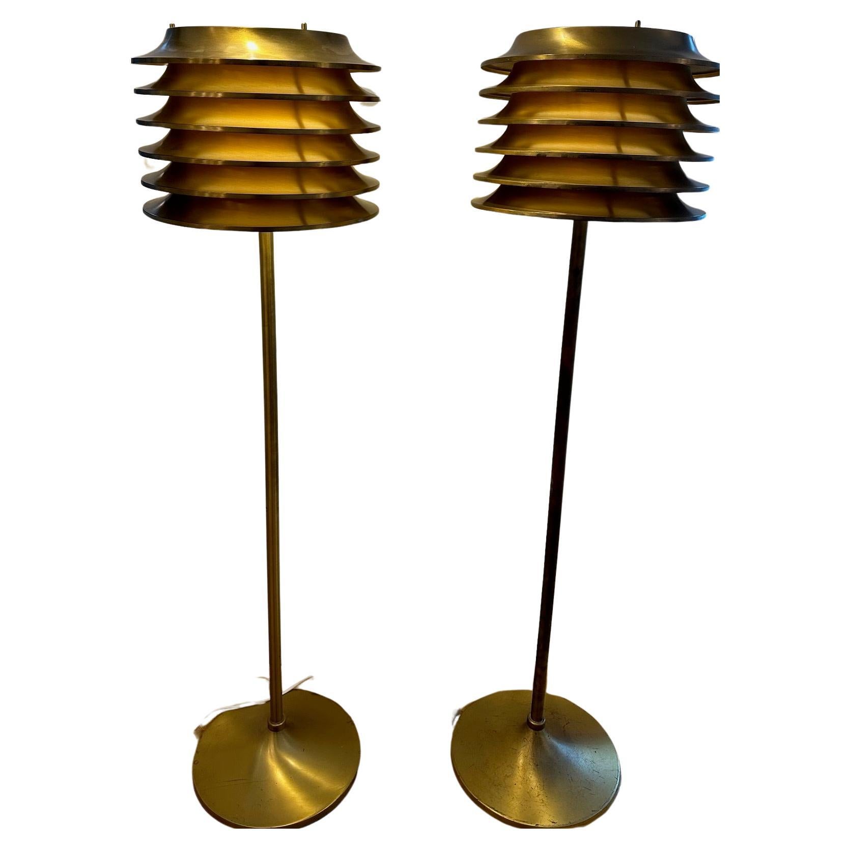 Rare Pair of Kai Ruokonen /Kai Finnmark Floor Lamps for the Vaakuna Hotel, 1970s