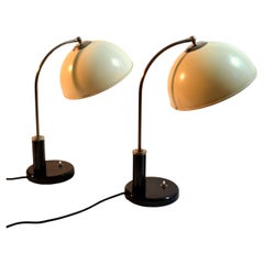 Pair of Kaiser 1930's Bakelite Table Lamps Black and White Att. to Christia Dell