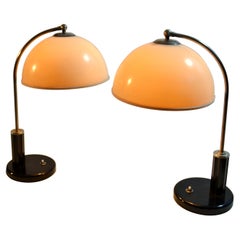 Pair of Kaiser 1930's Bakelite Table Lamps Black and White Att. to Christia Dell