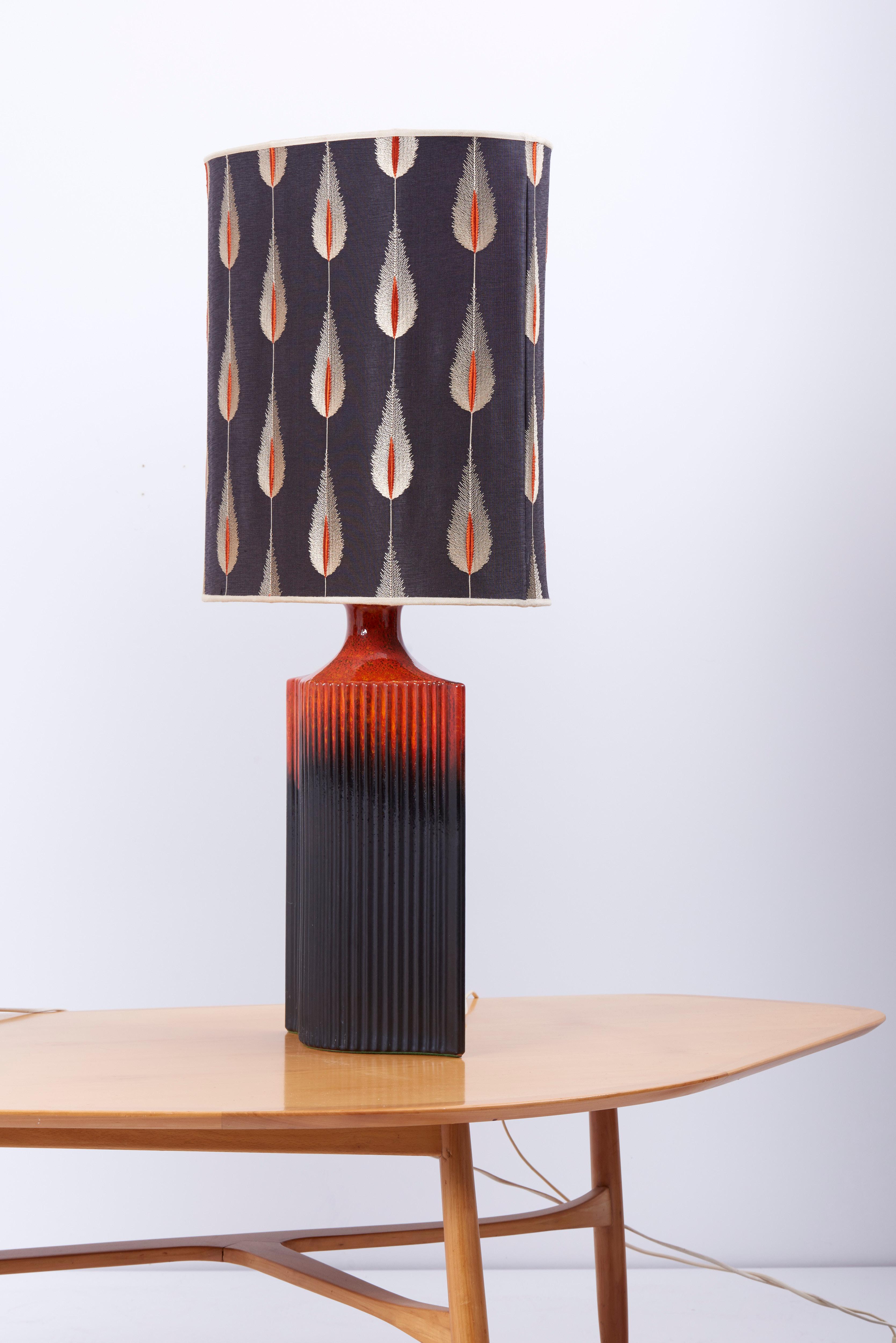 Pair of Kaiser Ceramic Lamps Lava Glace with a Curated Shade by Harry Clark 4