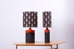 Pair of Kaiser Ceramic Lamps Lava Glace with a Curated Shade by Harry Clark