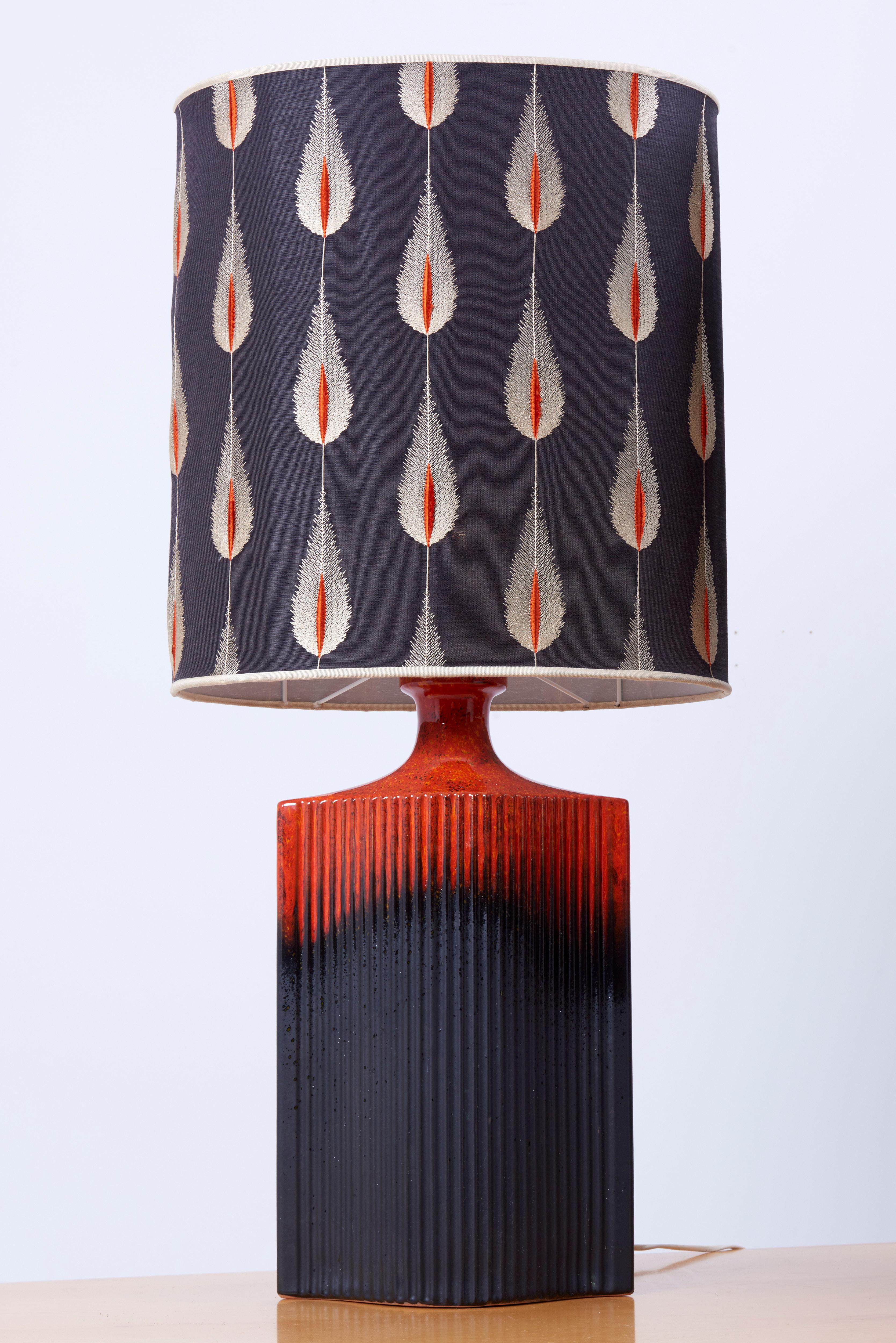 Mid-20th Century Pair of Kaiser Ceramic Lamps Lava Glace with a Curated Shade by Harry Clark