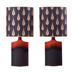Pair of Kaiser Ceramic Lamps Lava Glace with a Curated Shade by Harry Clark