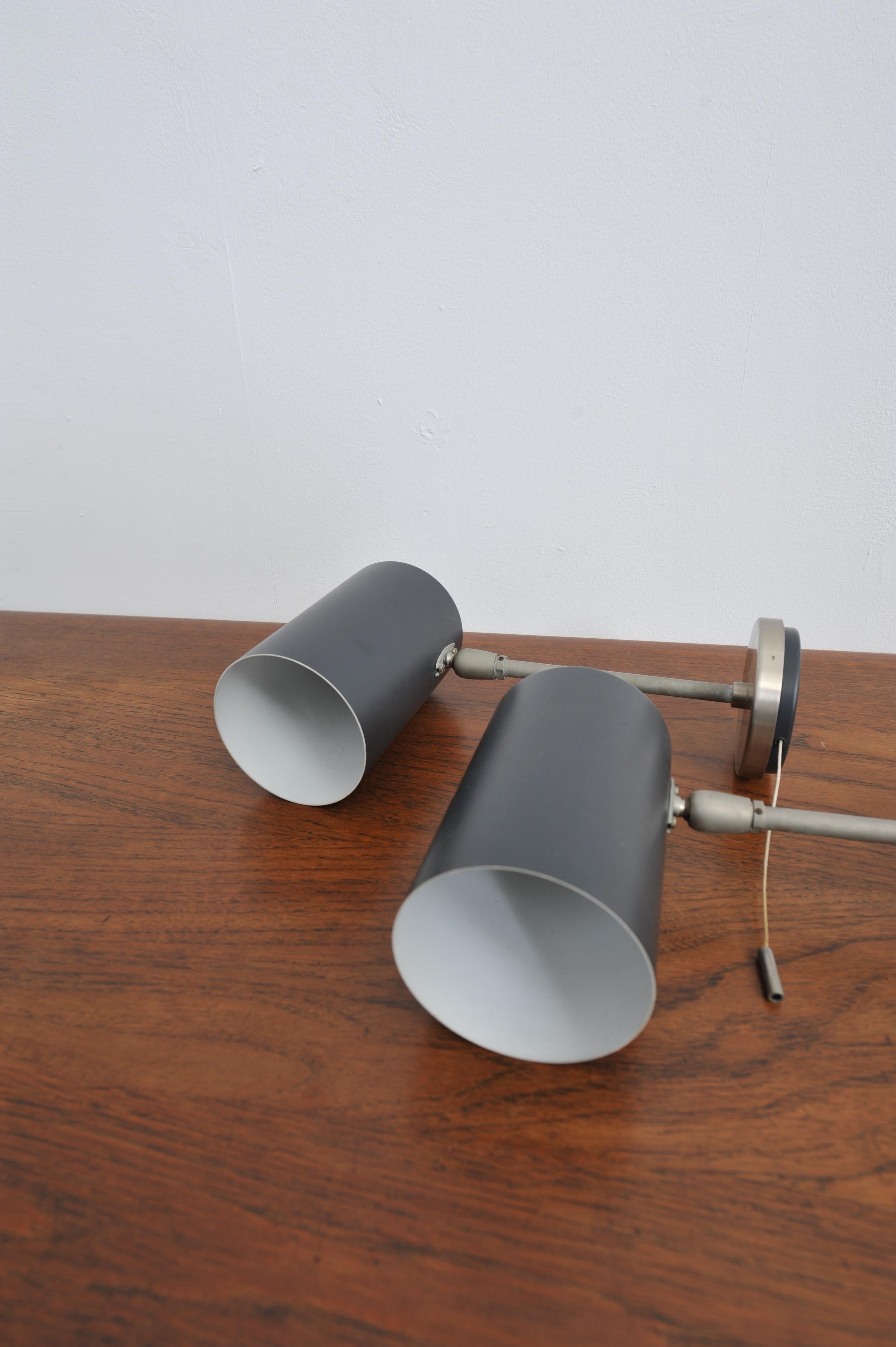 Mid-Century Modern Pair of Kaiser Idell Wall Lamps (1960s) For Sale