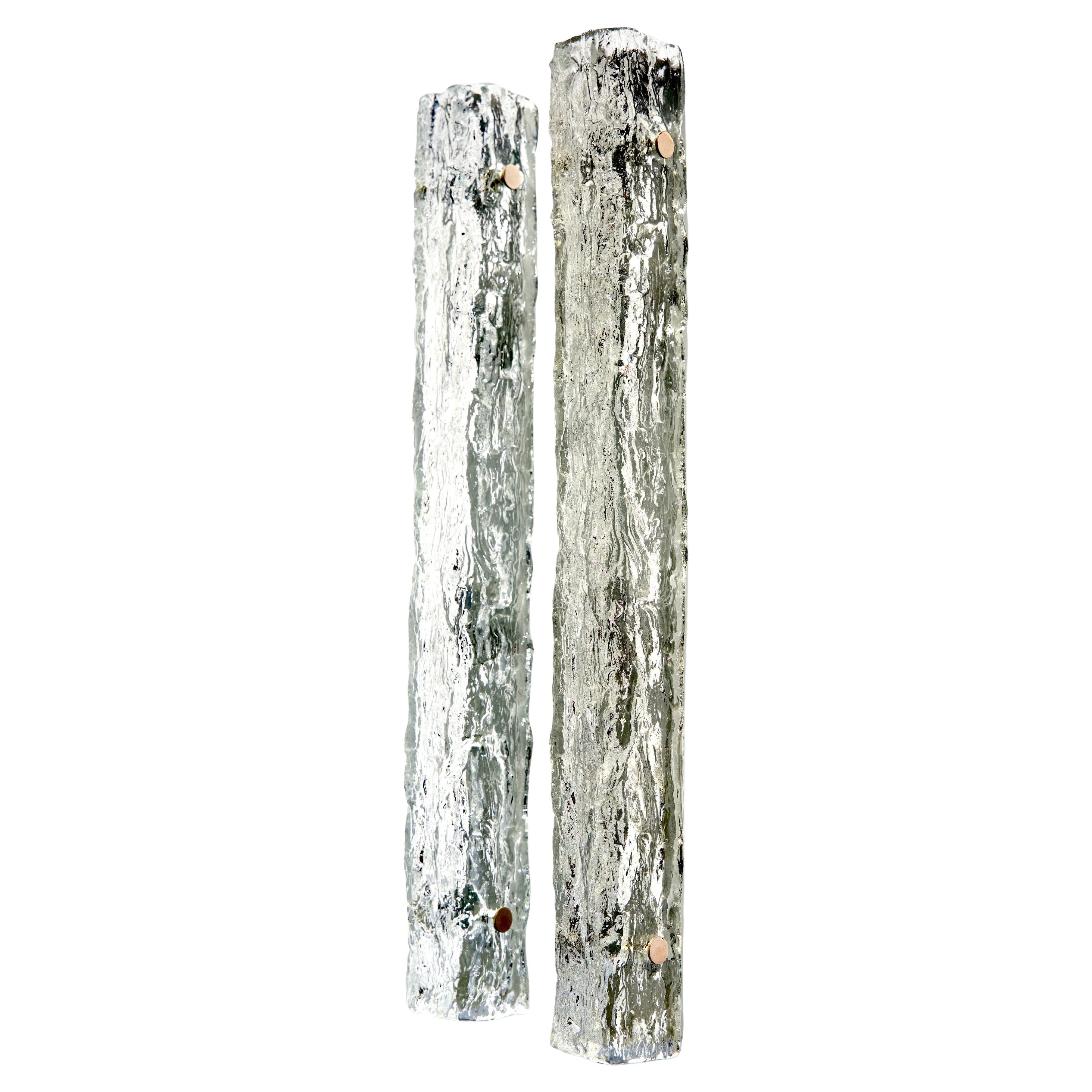 Pair of Kaiser Wall Lights Glass on gray Metal Frame, Germany, 1960