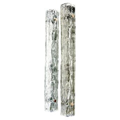 Pair of Kaiser Wall Lights Glass on gray Metal Frame, Germany, 1960