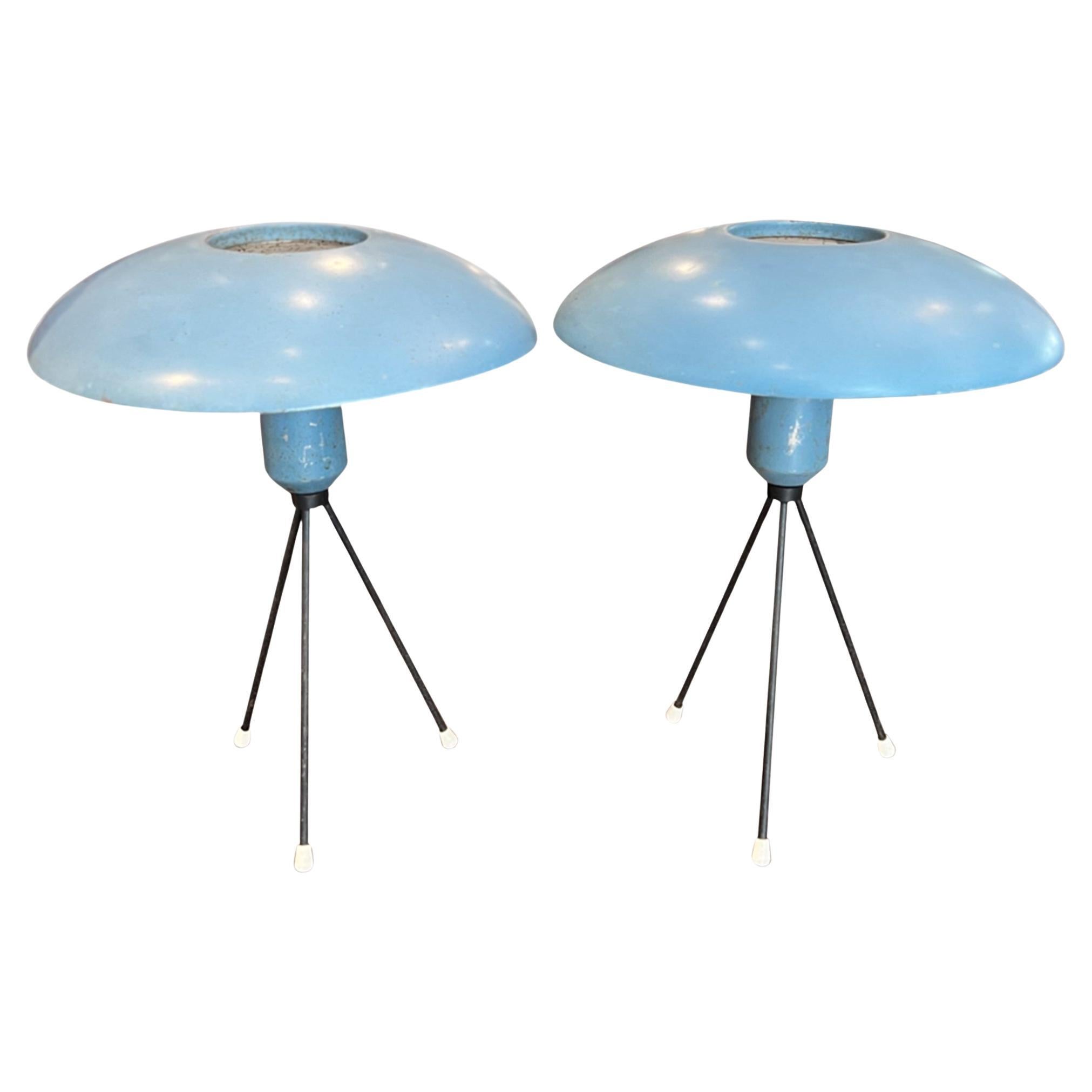Pareja de lámparas de mesa Kalff para Philips, Países Bajos Años 50 en venta