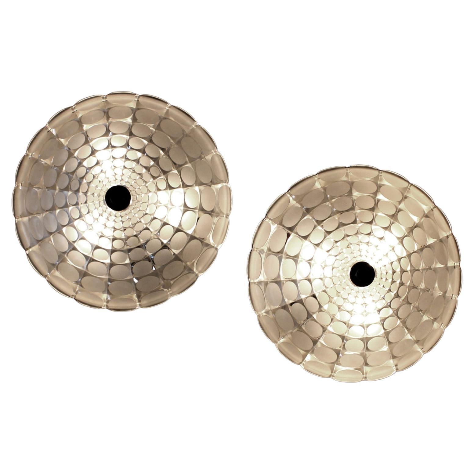 Pair of Kalmar Art Glass Sconces Flush Lamp, 1960s For Sale