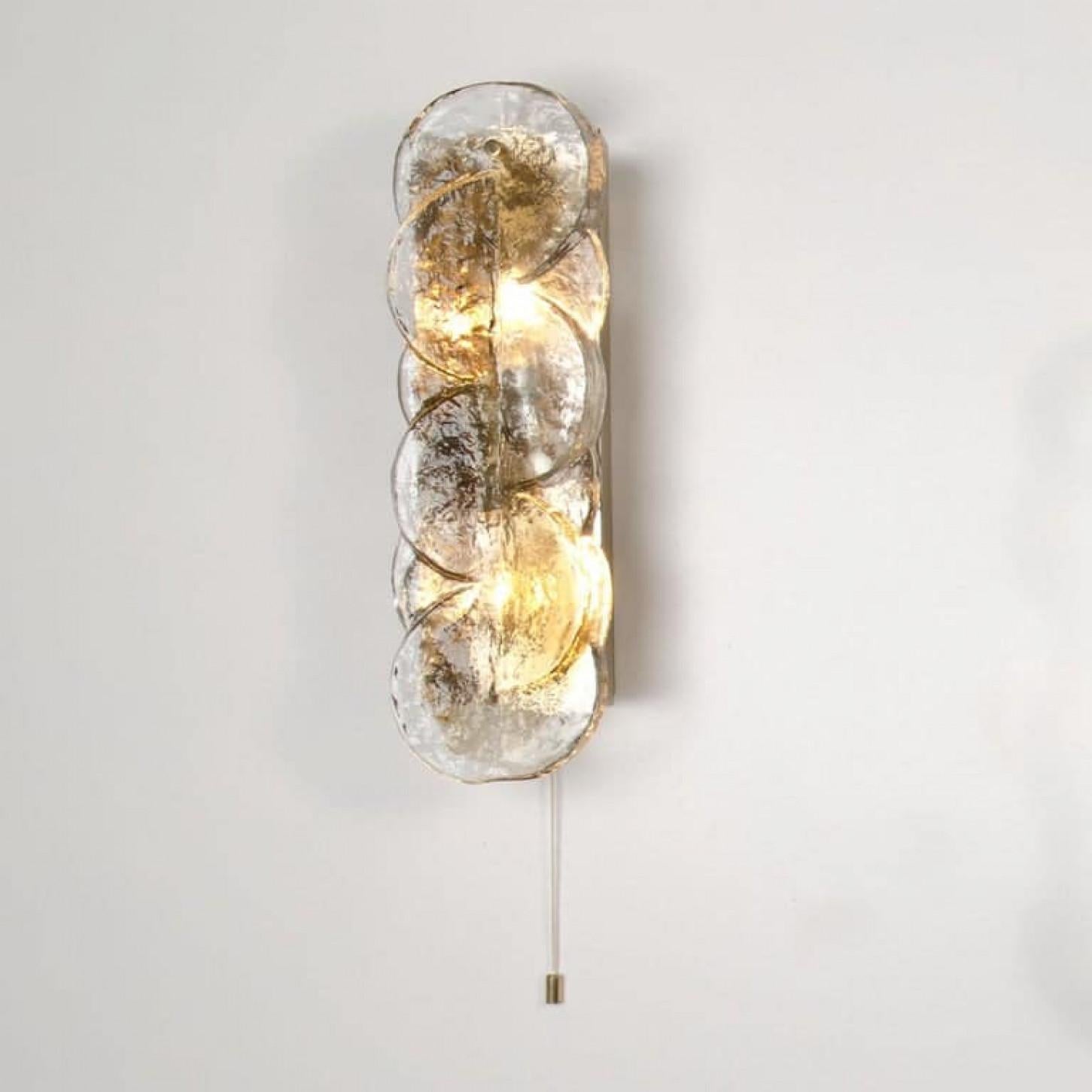 Coppia di lampade da parete in vetro ghiaccio a spirale di agrumi Kalmar, Austria, 1969 in vendita 3