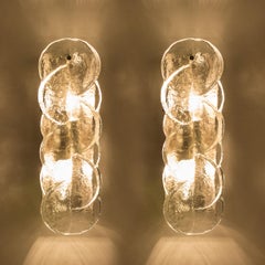 Pair of Kalmar Citrus Swirl Ice Glass Wall Lights, Austria, 1969