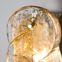Pair of Kalmar Citrus Swirl Ice Glass Wall Lights, Austria, 1969