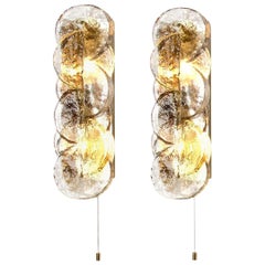 Pair of Kalmar Citrus Swirl Ice Glass Wall Lights, Austria, 1969