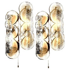 Pair of Kalmar Citrus Swirl Ice Glass Wall Lights, Austria, 1969