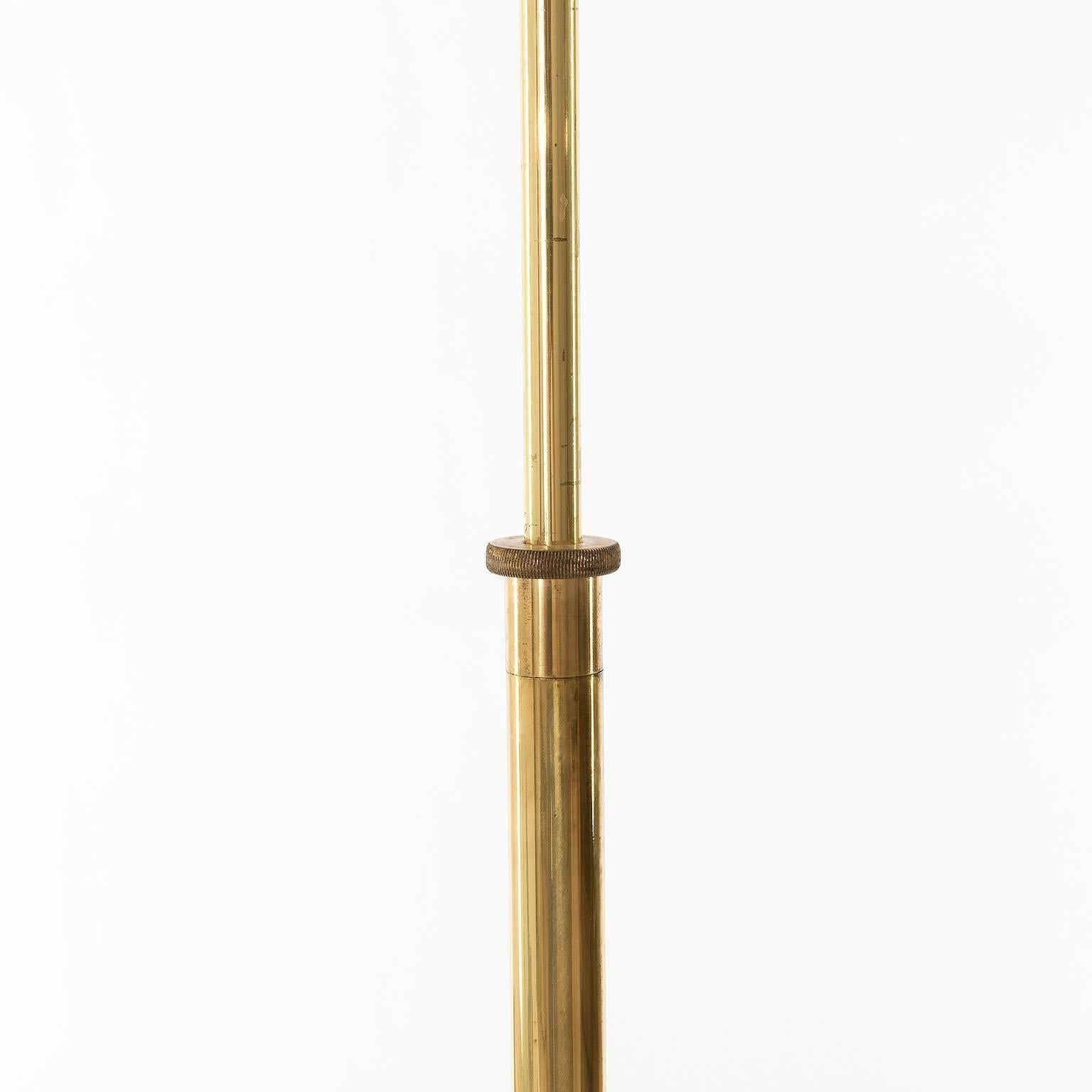 Late 20th Century Pair of Kalmar Floor Lamps 'Telescope', Brass Tulip Base Height Adjustable, 1970 For Sale