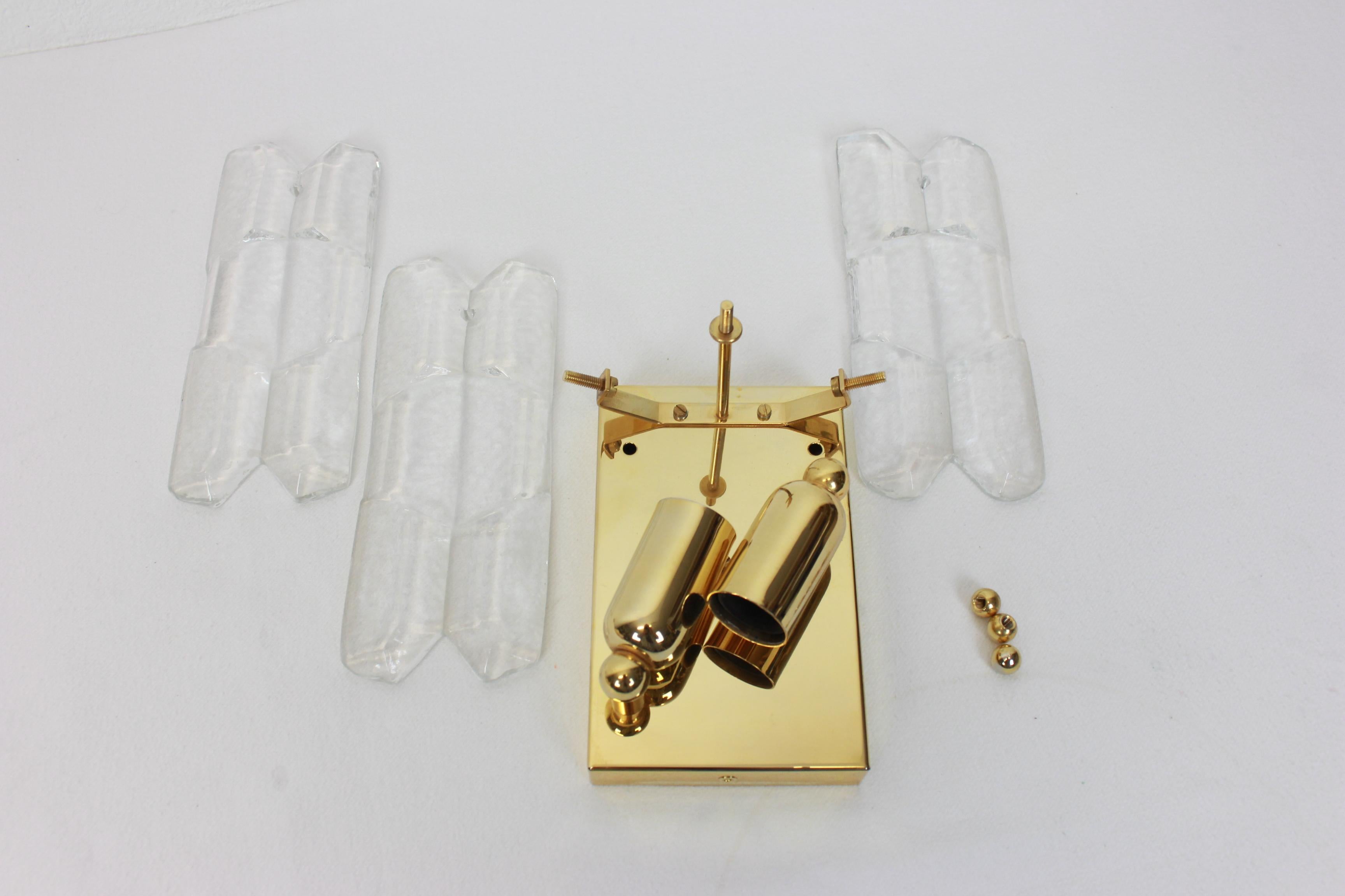 Mid-Century Modern 1 of 3 Sets of Kalmar Gilded Sconces Murano Wall Lights Palazzo, Austria, 1970s For Sale