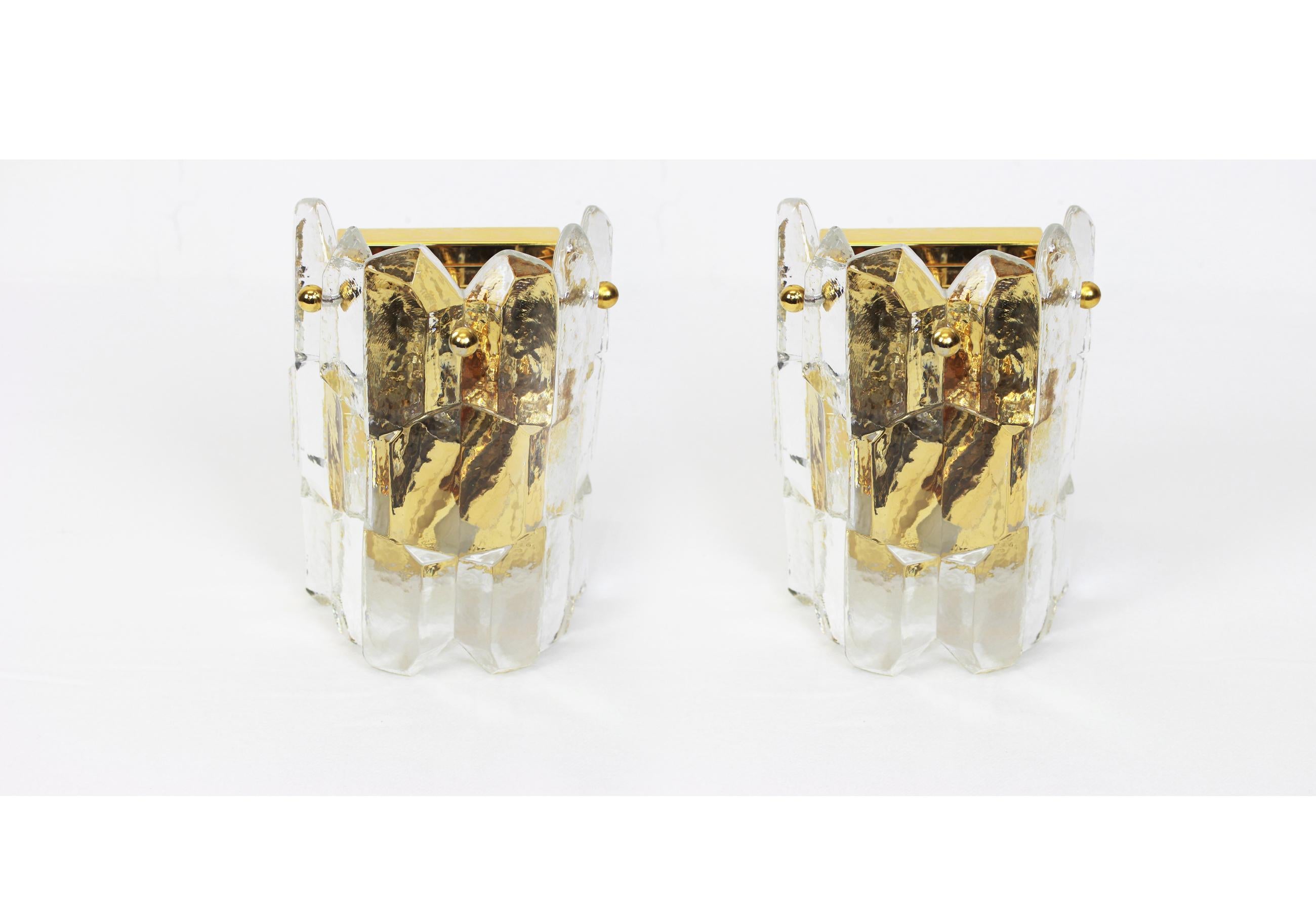 1 of 3 Sets of Kalmar Gilded Sconces Murano Wall Lights Palazzo, Austria, 1970s For Sale 1