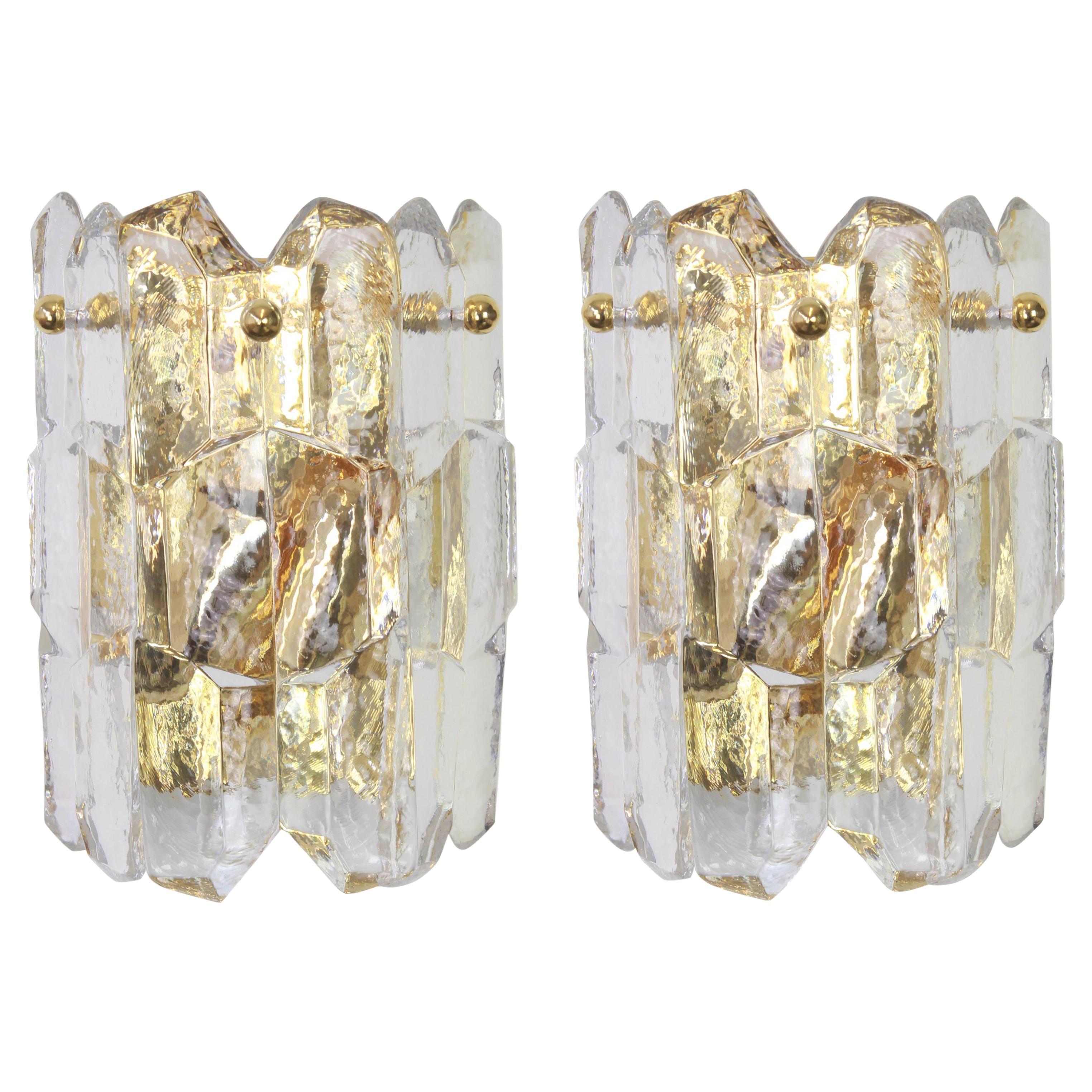1 of 3 Sets of Kalmar Gilded Sconces Murano Wall Lights Palazzo, Austria, 1970s For Sale