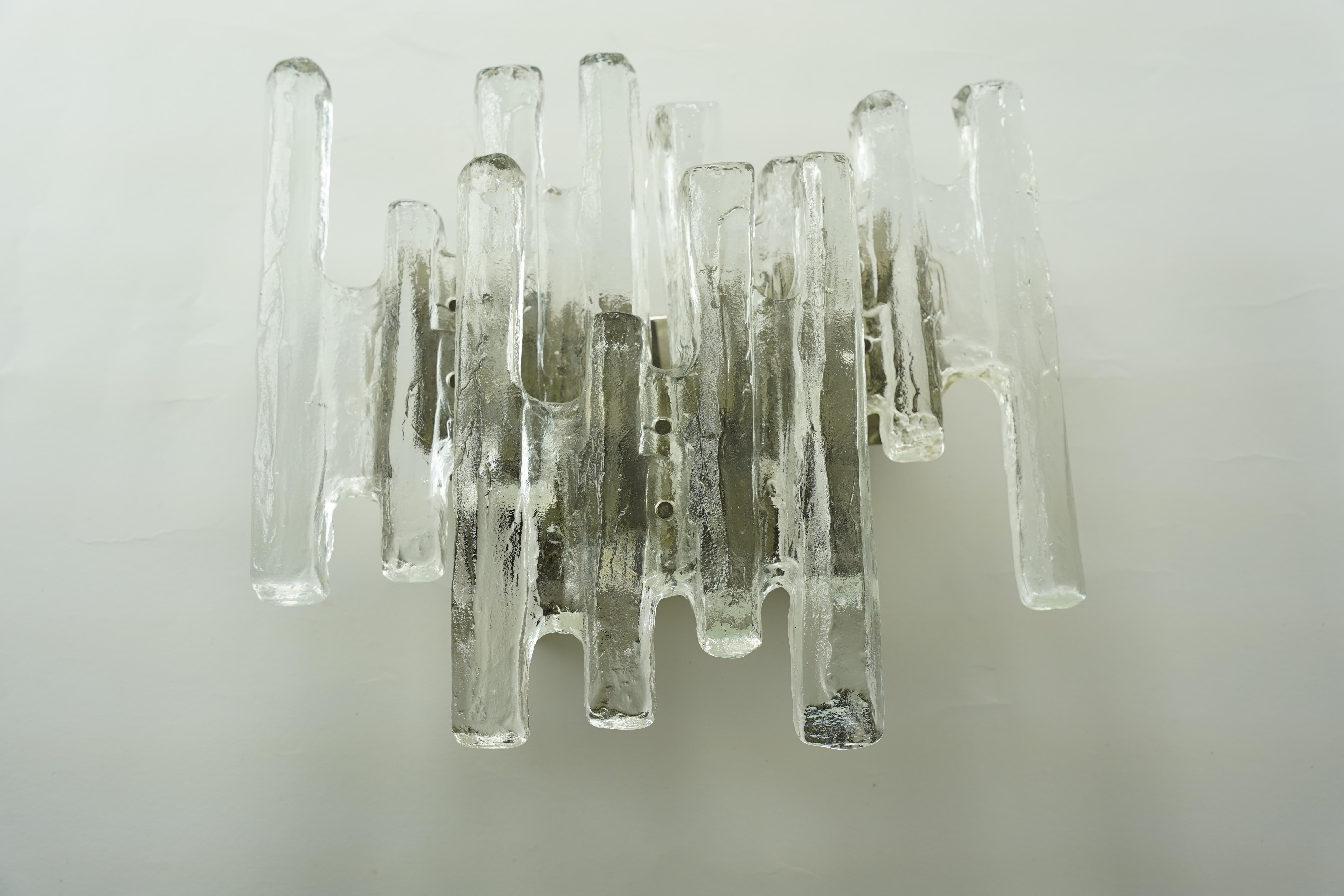 Pair of Kalmar glass Sconces, Vienna Austria, 1970 For Sale 3
