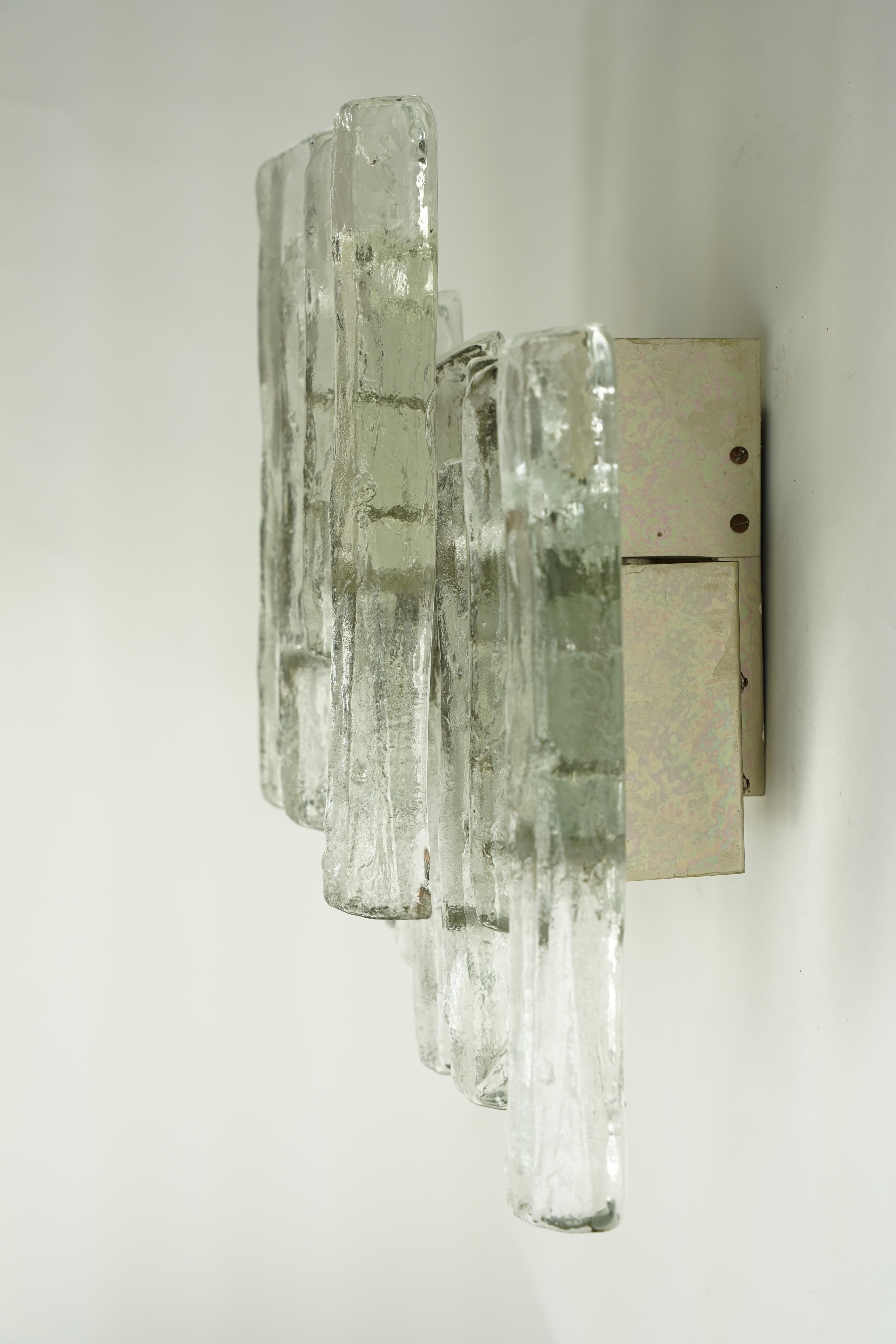 Pair of Kalmar glass Sconces, Vienna Austria, 1970 For Sale 4
