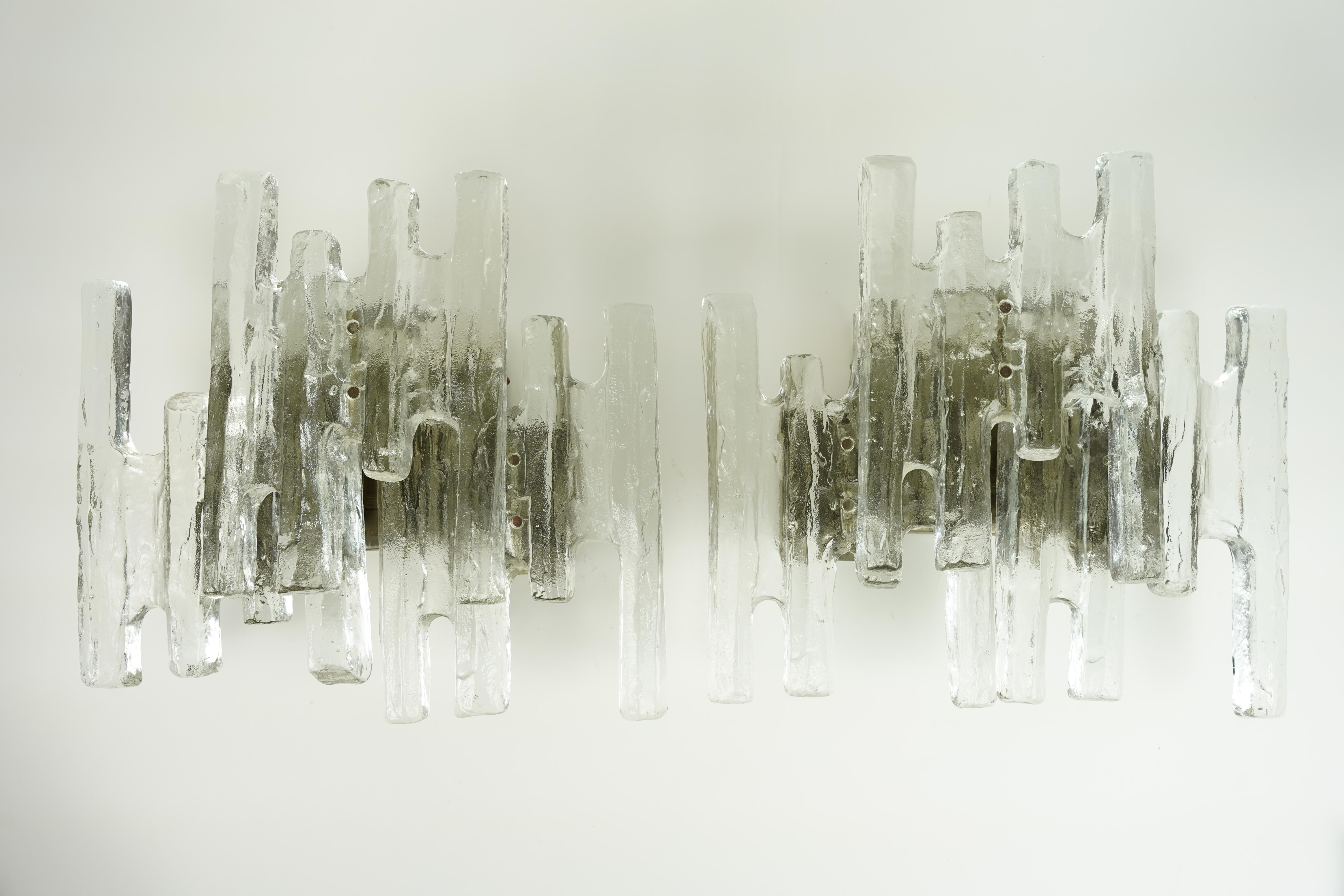 Pair of Kalmar glass Sconces, Vienna Austria, 1970 For Sale 5