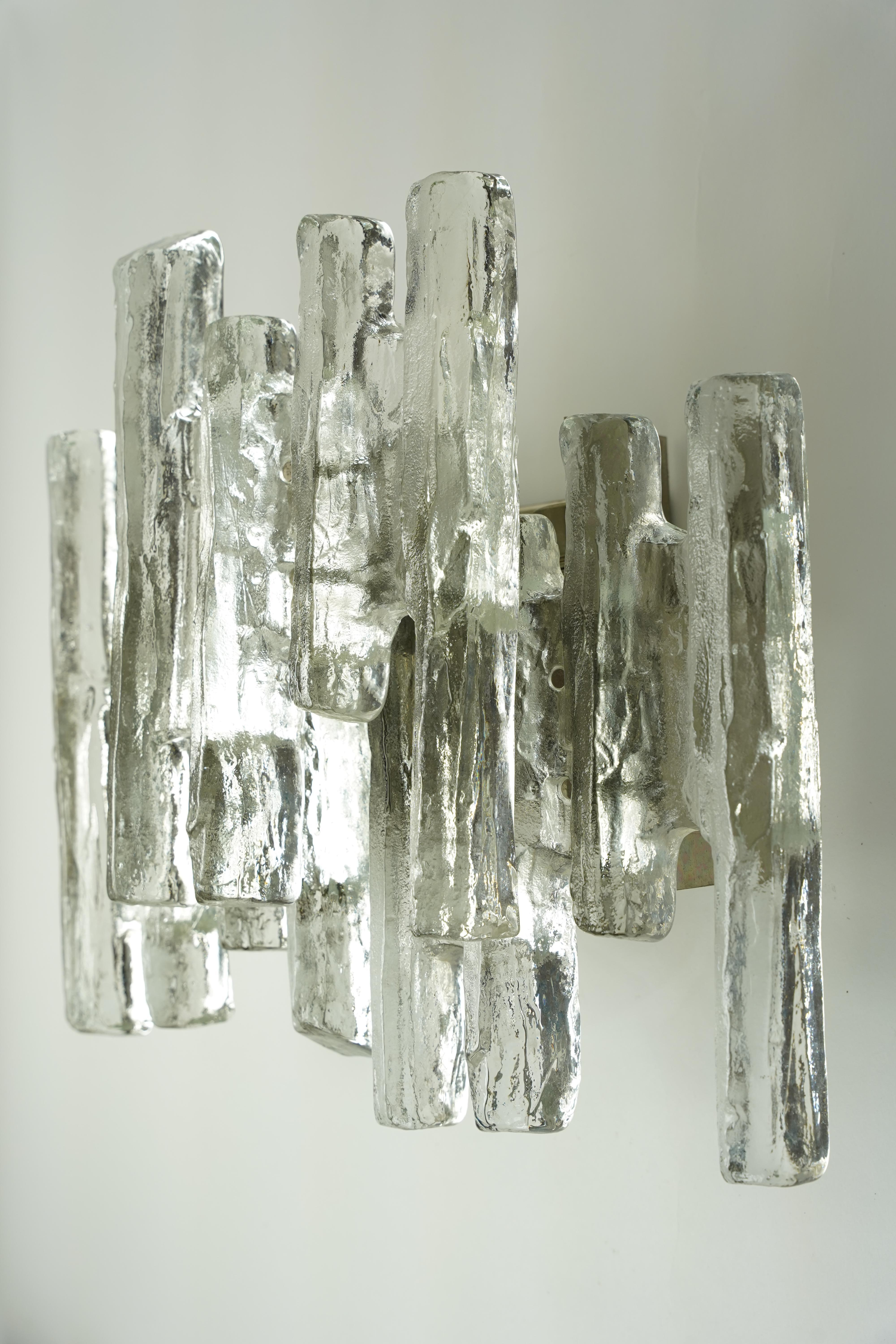 20th Century Pair of Kalmar glass Sconces, Vienna Austria, 1970 For Sale